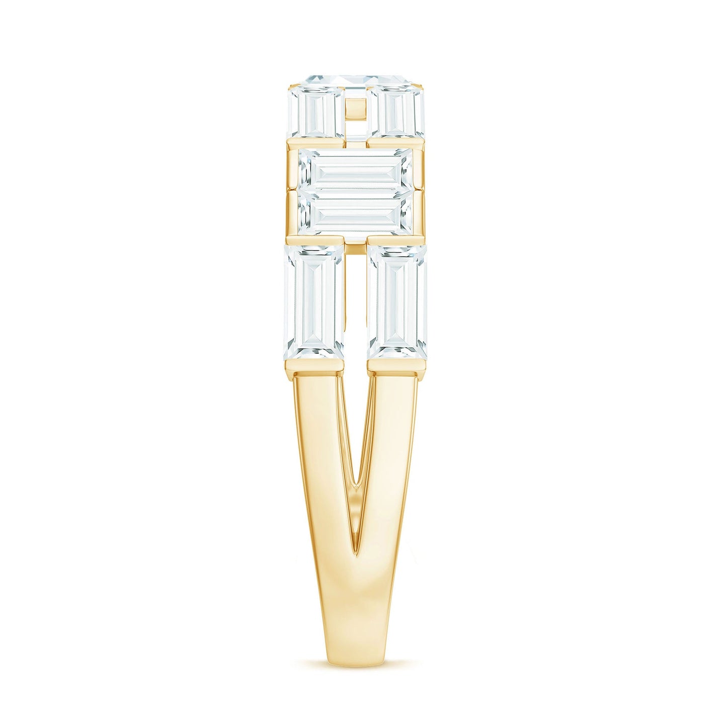 Baguette Cut Zirconia Half Eternity Wedding Band Ring
