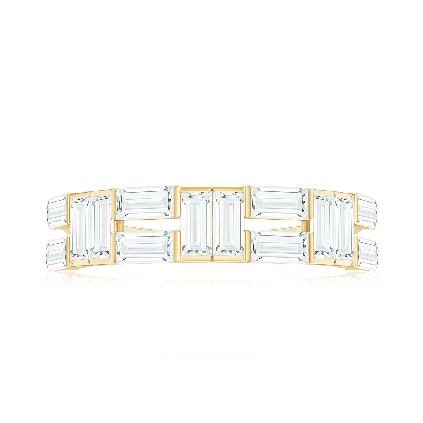 Baguette Cut Zirconia Half Eternity Wedding Band Ring
