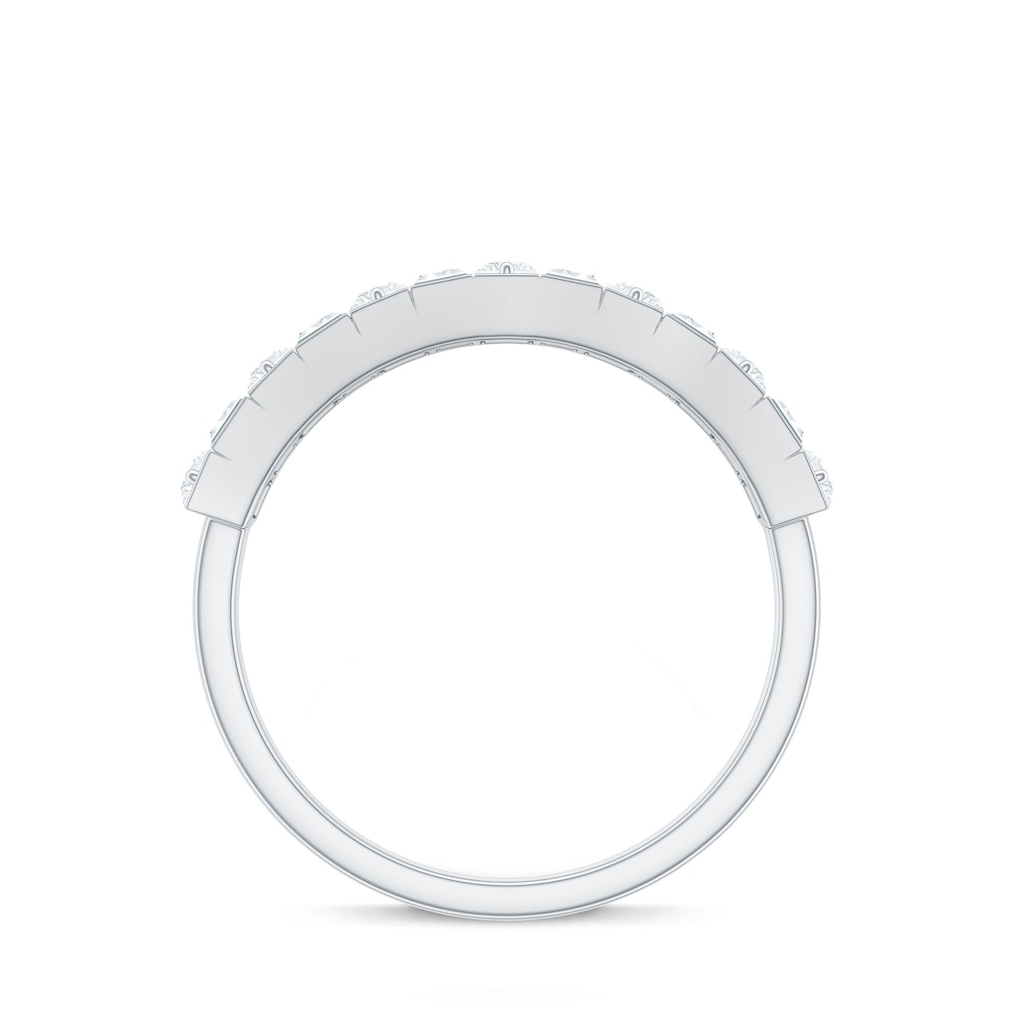 Baguette and Round Cut Zircon Classic Half Eternity Ring