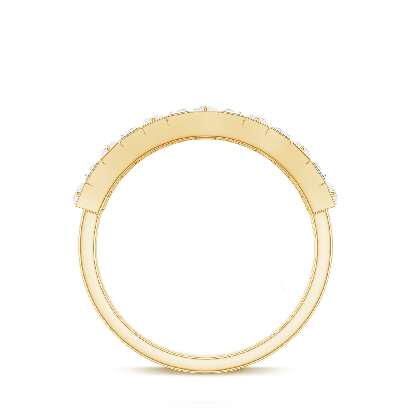 Baguette and Round Cut Zircon Classic Half Eternity Ring