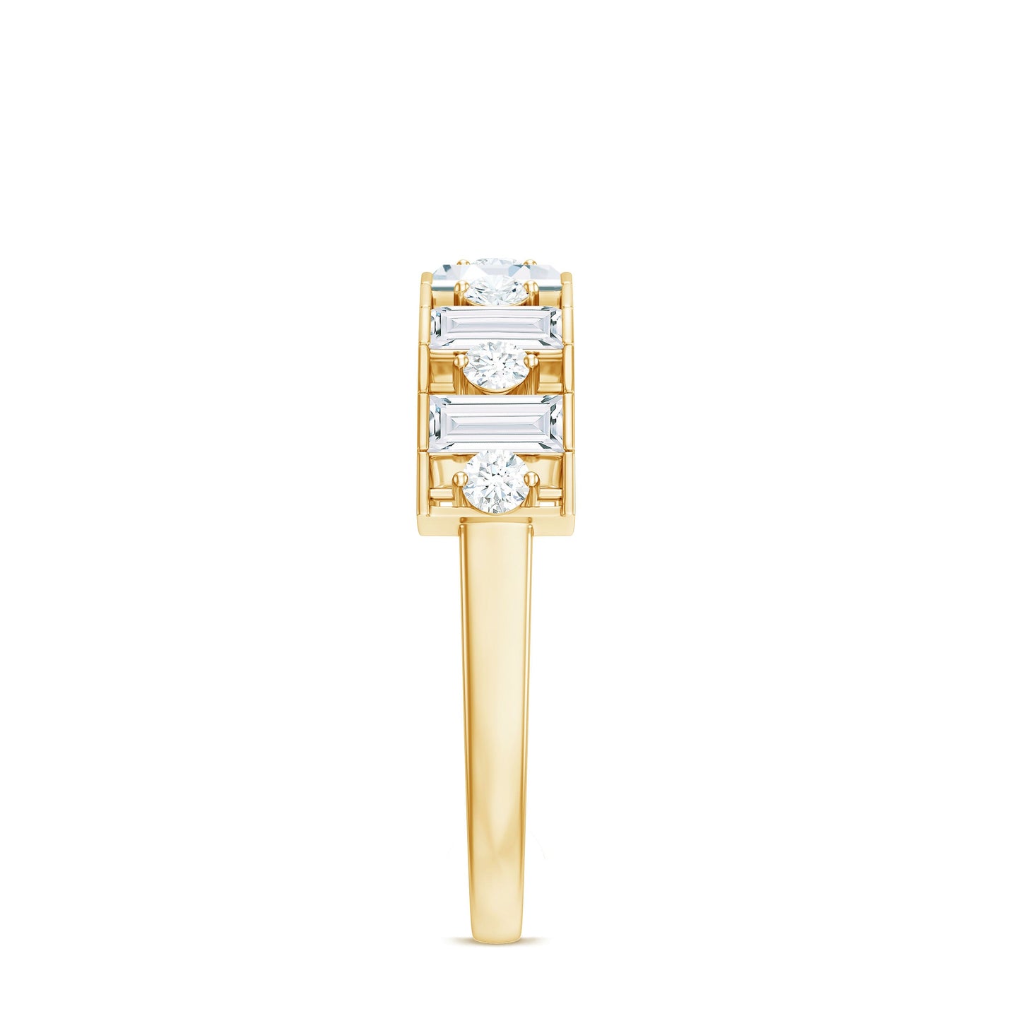 Baguette and Round Cut Zircon Classic Half Eternity Ring