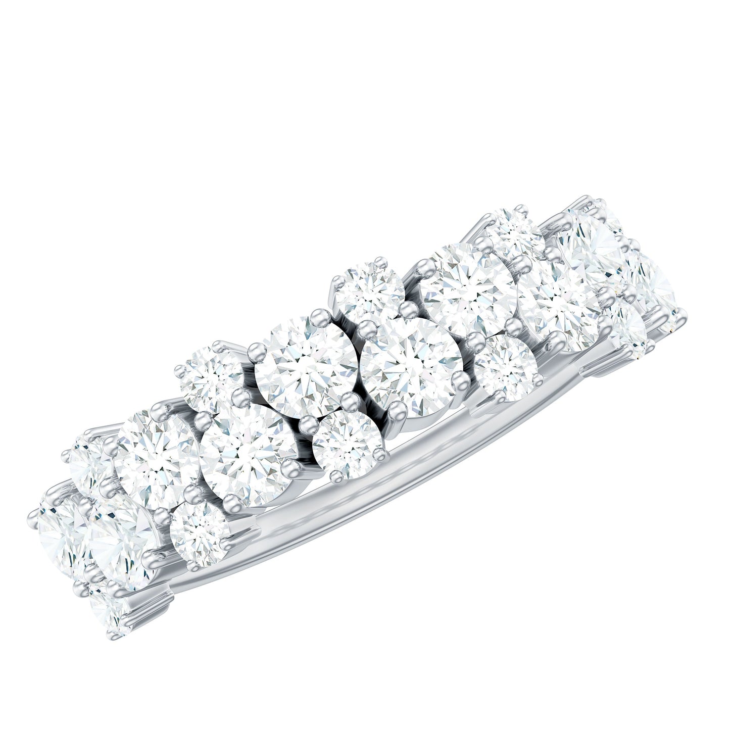 1.50 CT Round Cubic Zirconia Cluster Half Eternity Ring