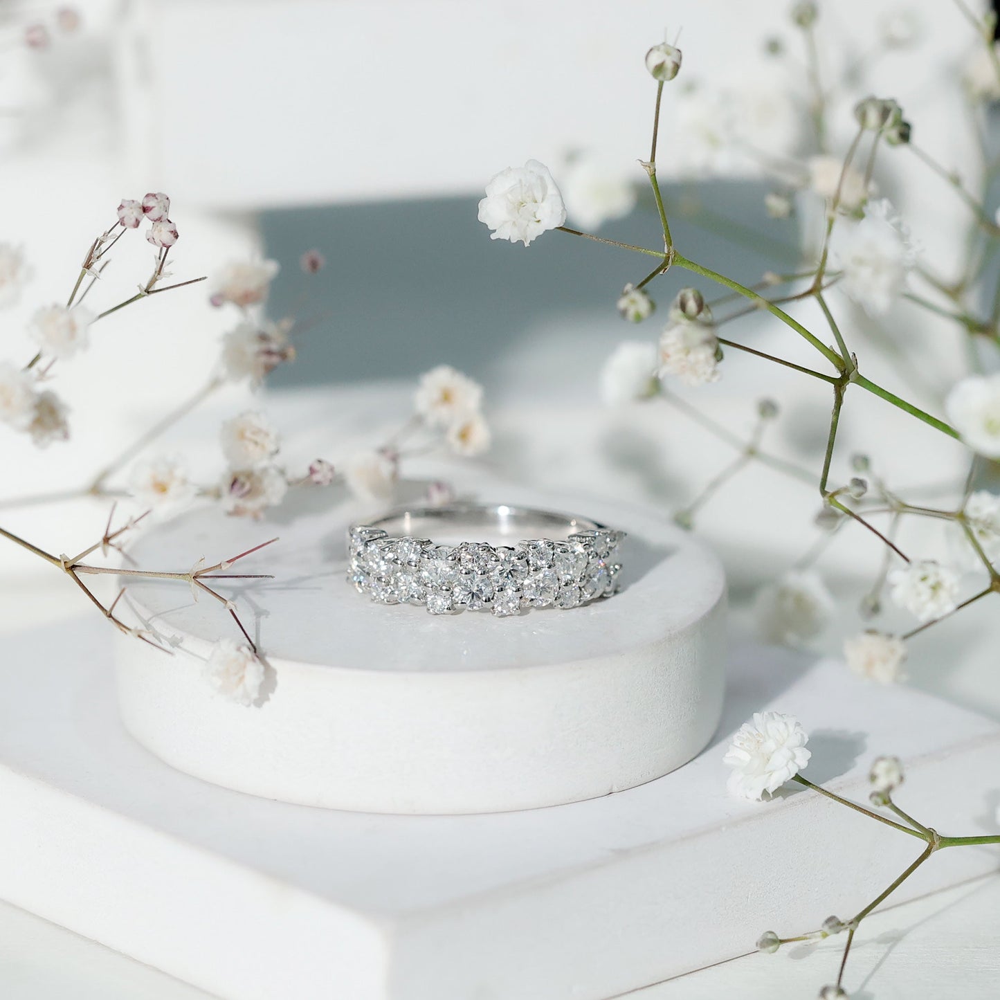 1.50 CT Round Cubic Zirconia Cluster Half Eternity Ring