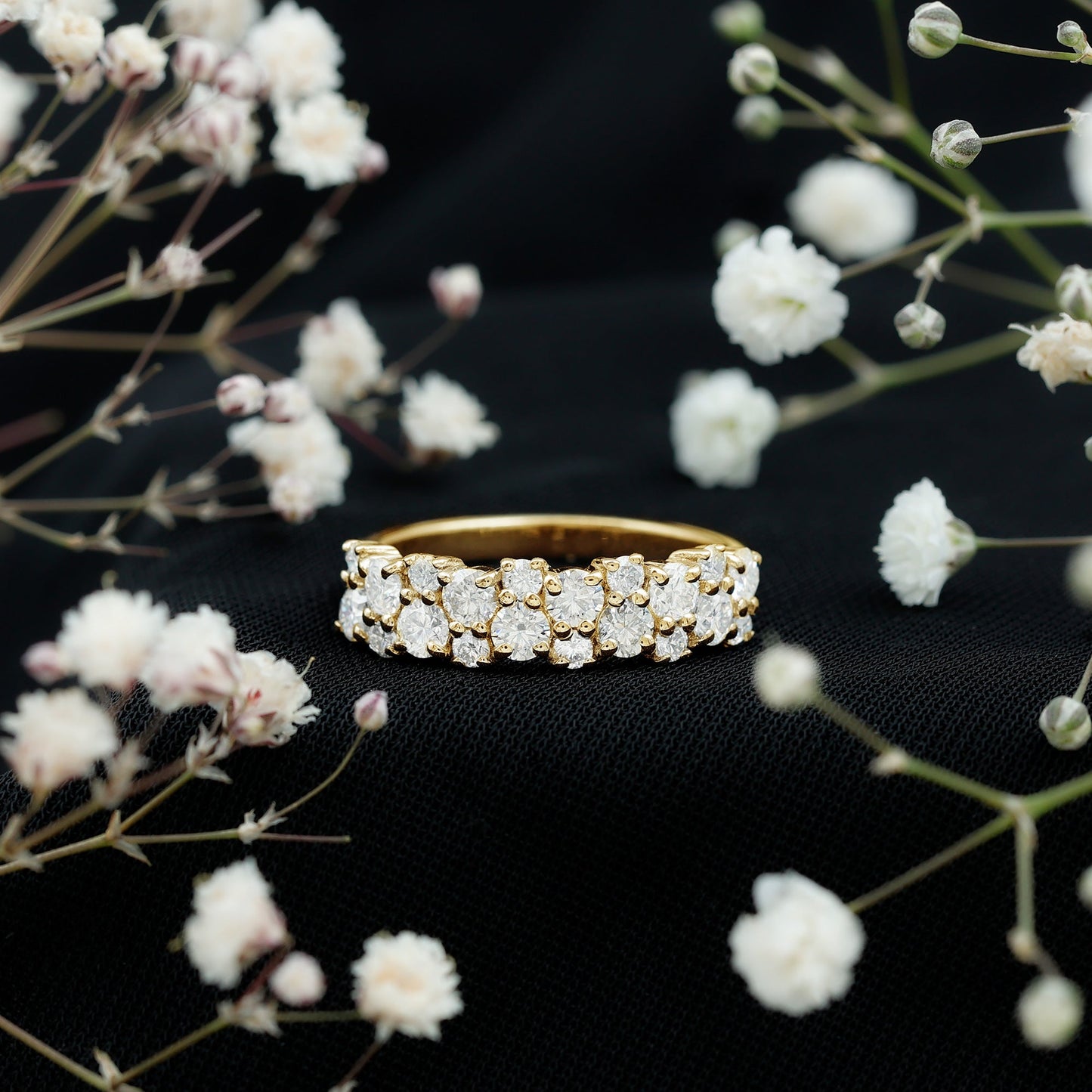 1.50 CT Round Cubic Zirconia Cluster Half Eternity Ring