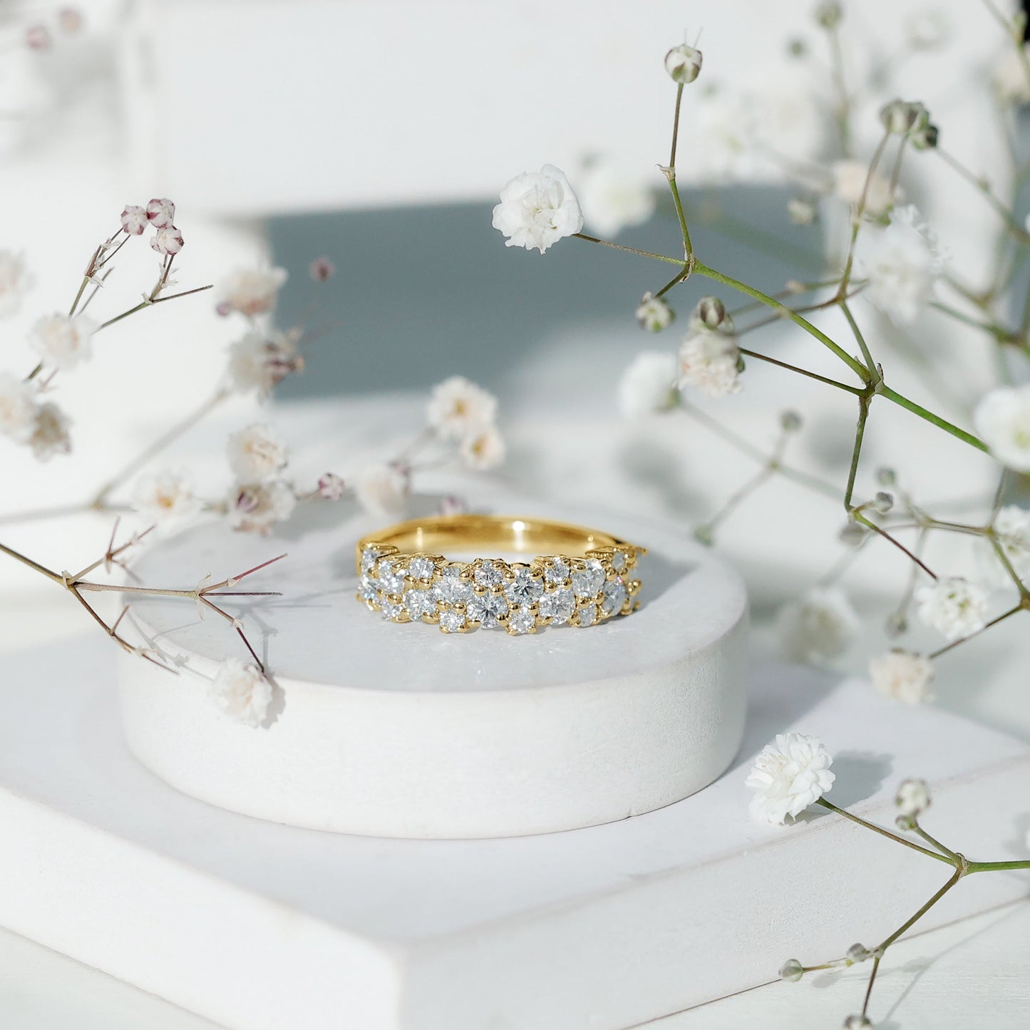1.50 CT Round Cubic Zirconia Cluster Half Eternity Ring