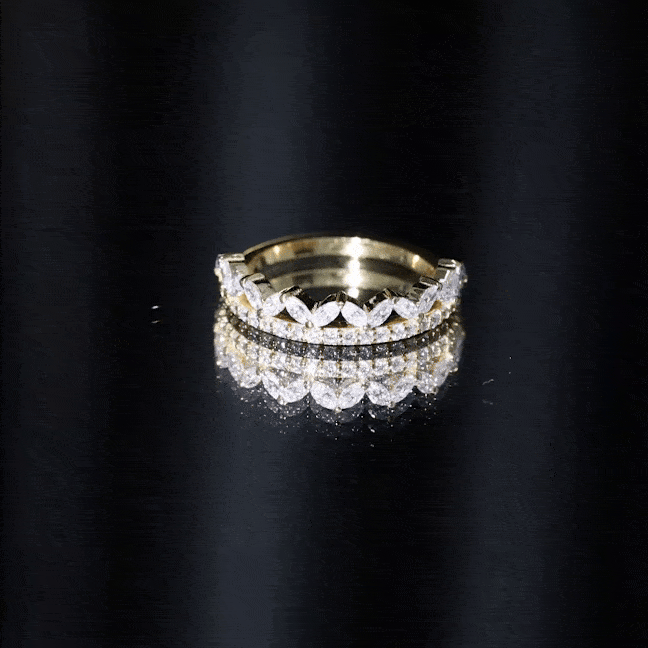 Marquise and Round Cut Zircon Half Eternity Stackable Ring