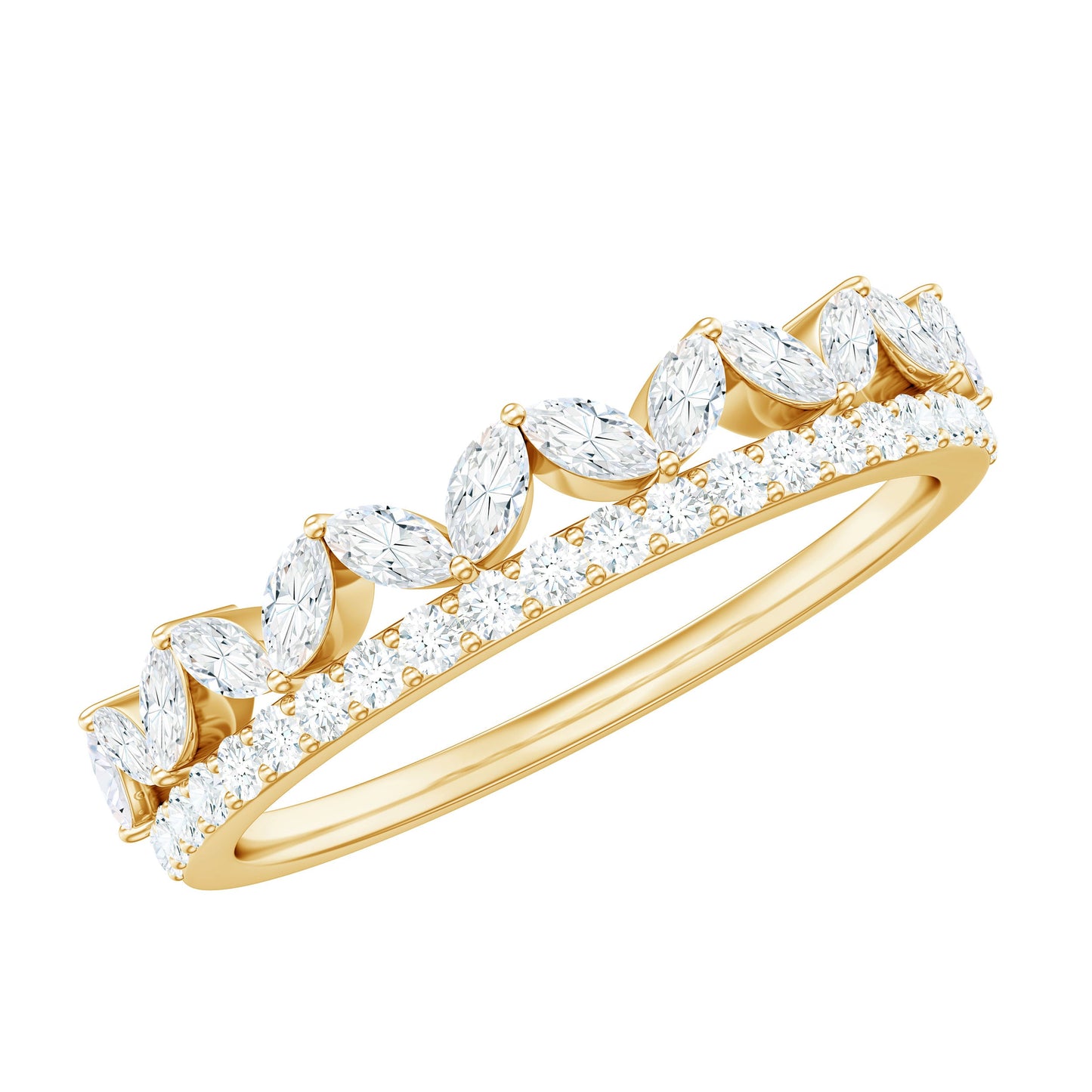 Marquise and Round Cut Zircon Half Eternity Stackable Ring