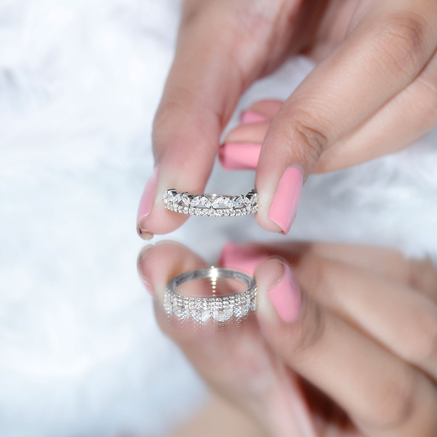 1 CT Moissanite Half Eternity Band Ring in Prong Setting