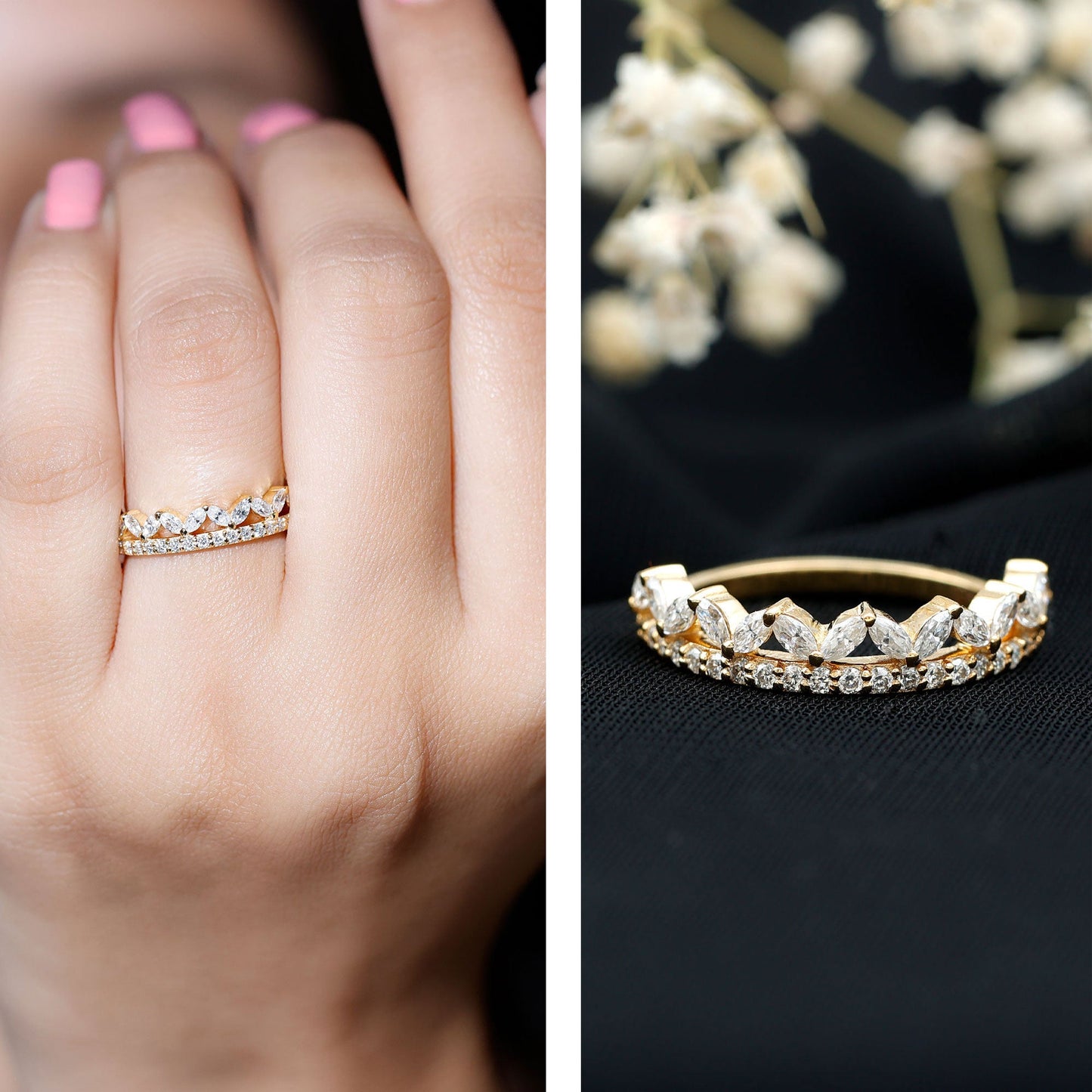 1 CT Moissanite Half Eternity Band Ring in Prong Setting