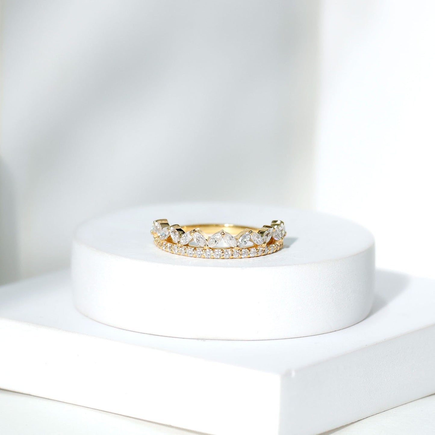 1 CT Moissanite Half Eternity Band Ring in Prong Setting