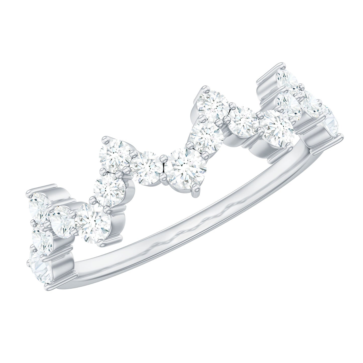 Round Simulated Diamond Zig Zag Half Eternity Ring