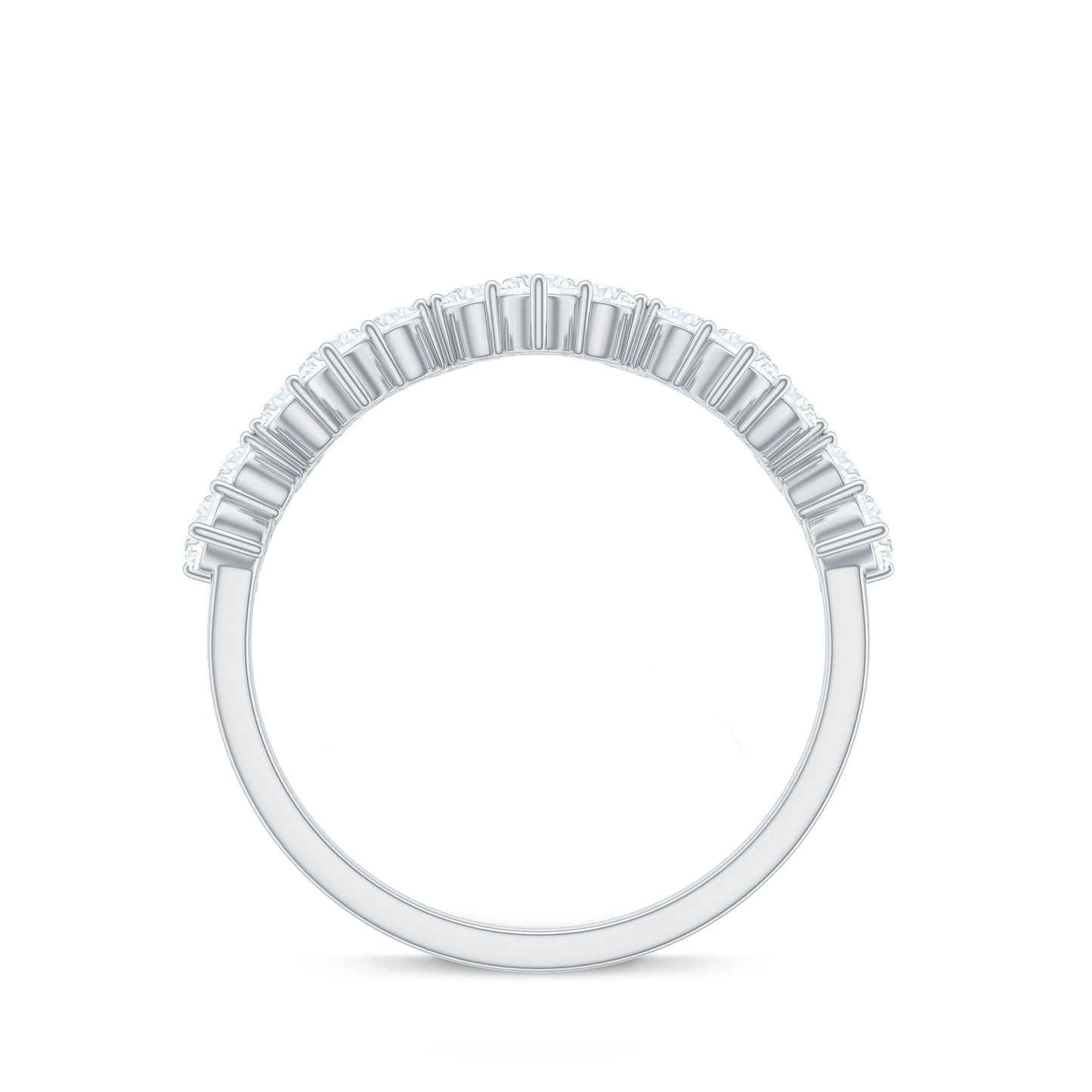 Round Simulated Diamond Zig Zag Half Eternity Ring