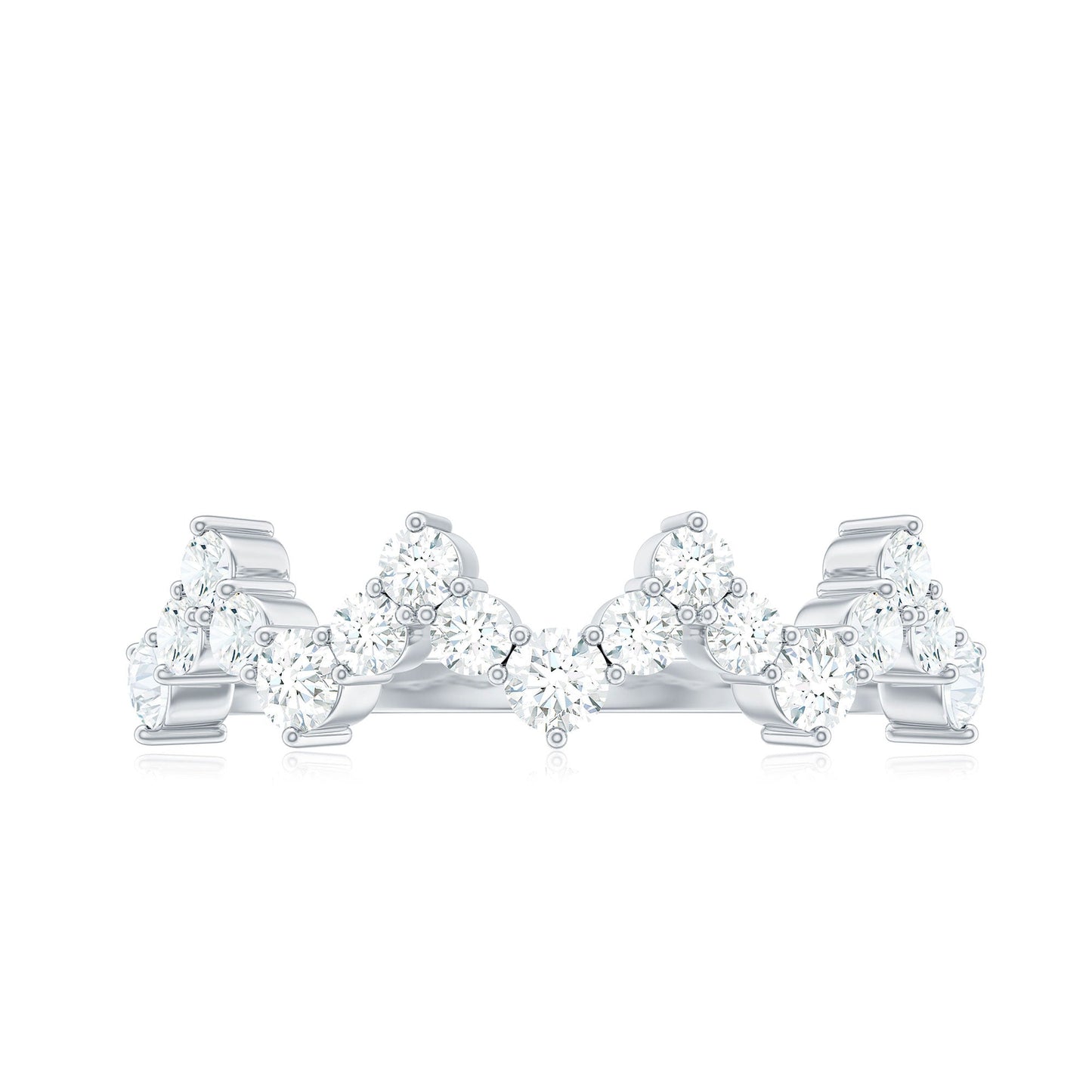 Round Simulated Diamond Zig Zag Half Eternity Ring