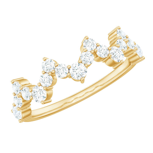 Round Simulated Diamond Zig Zag Half Eternity Ring
