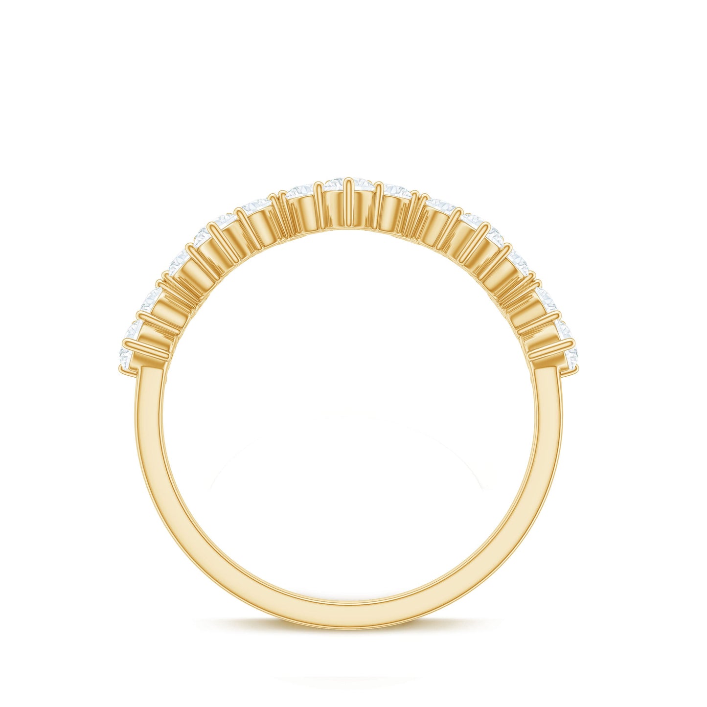 Round Simulated Diamond Zig Zag Half Eternity Ring