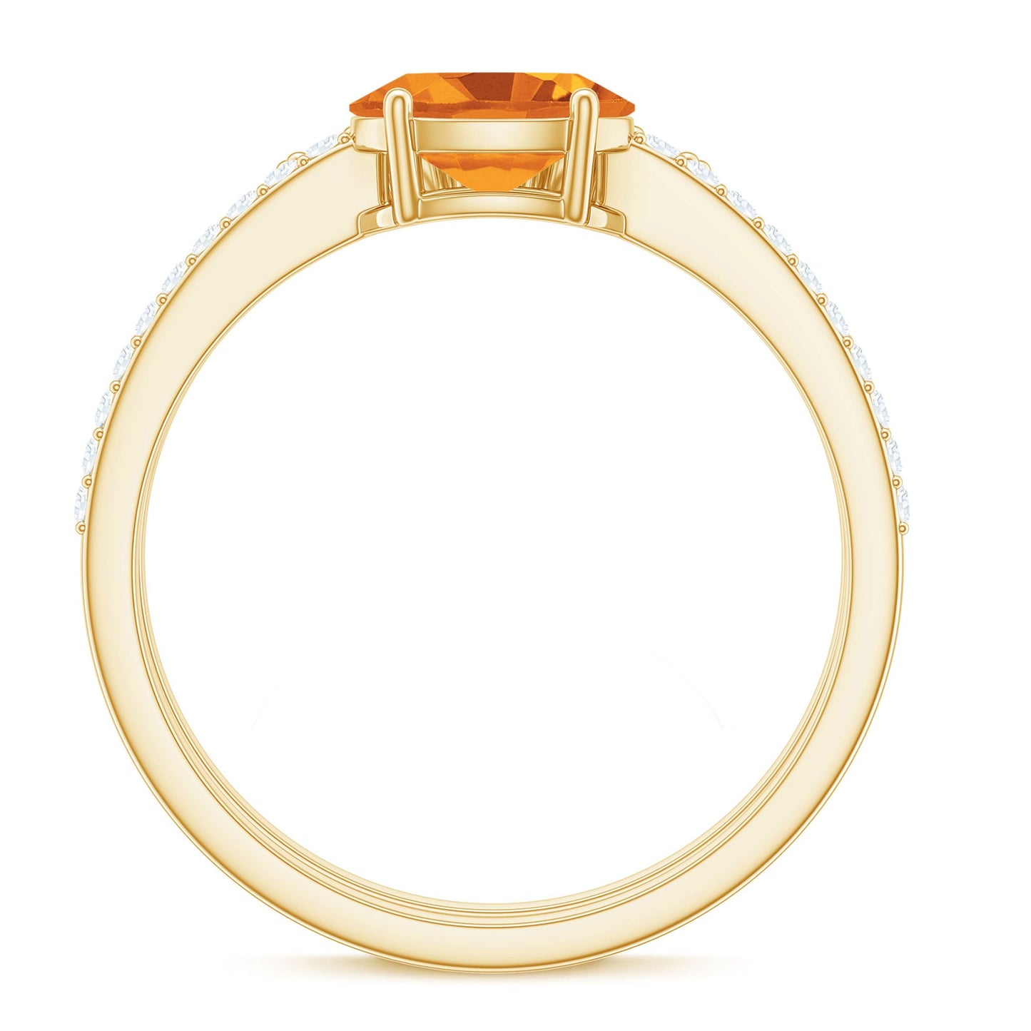 Natural Citrine Moissanite Oval Engagement Ring with Enhancer