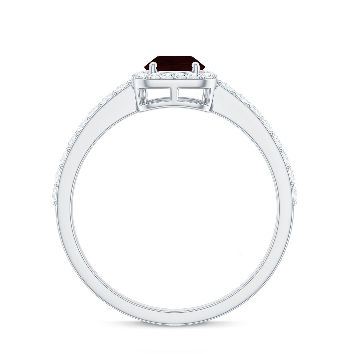 Classic 6X8mm Garnet Oval Engagement Ring with Diamond Halo
