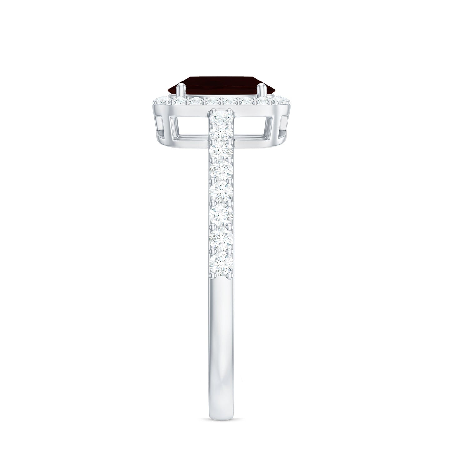Classic 6X8mm Garnet Oval Engagement Ring with Diamond Halo