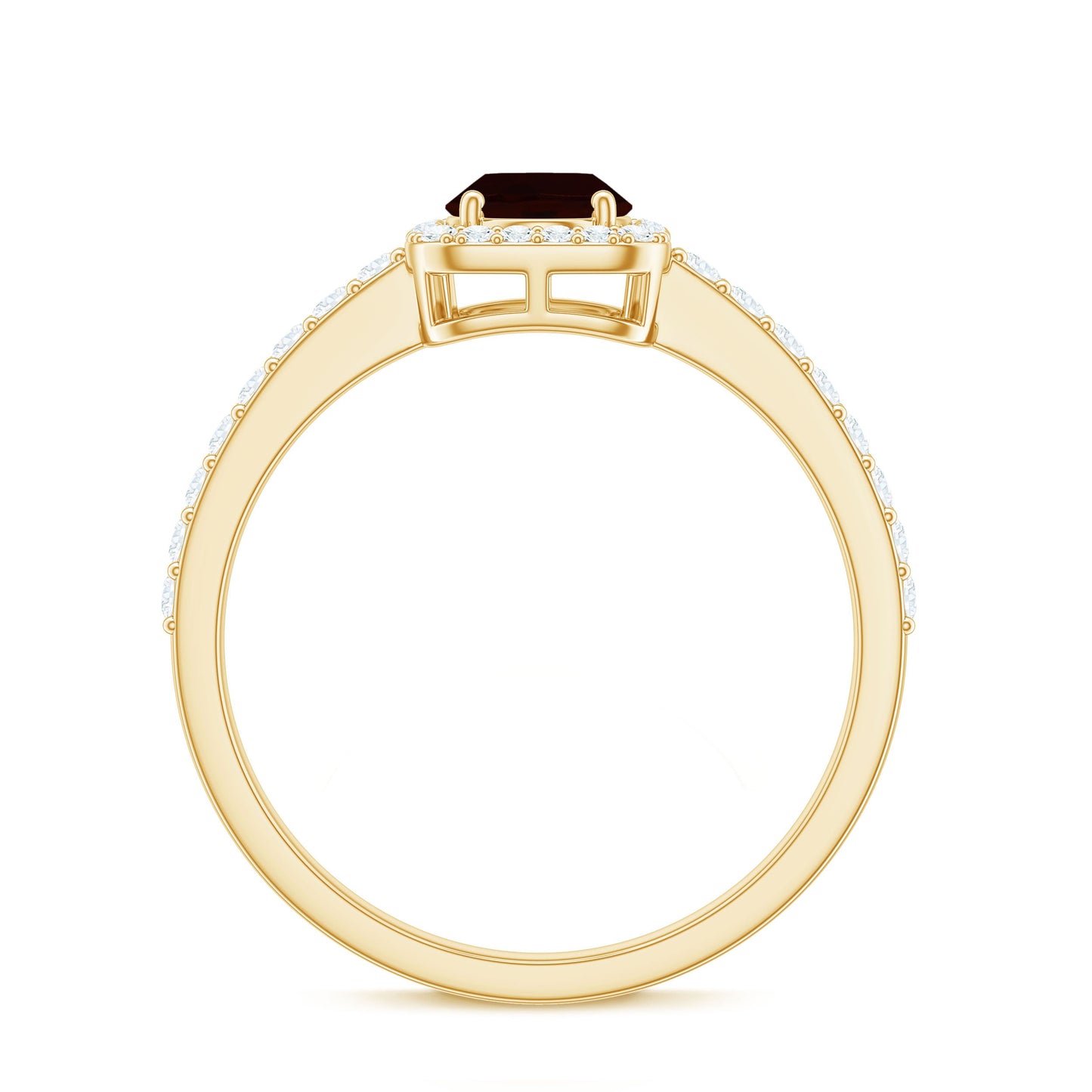 Classic 6X8mm Garnet Oval Engagement Ring with Diamond Halo
