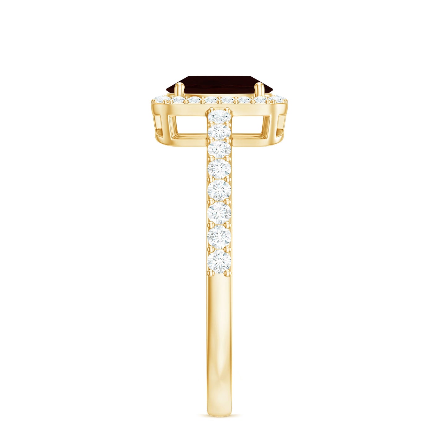 Classic 6X8mm Garnet Oval Engagement Ring with Diamond Halo
