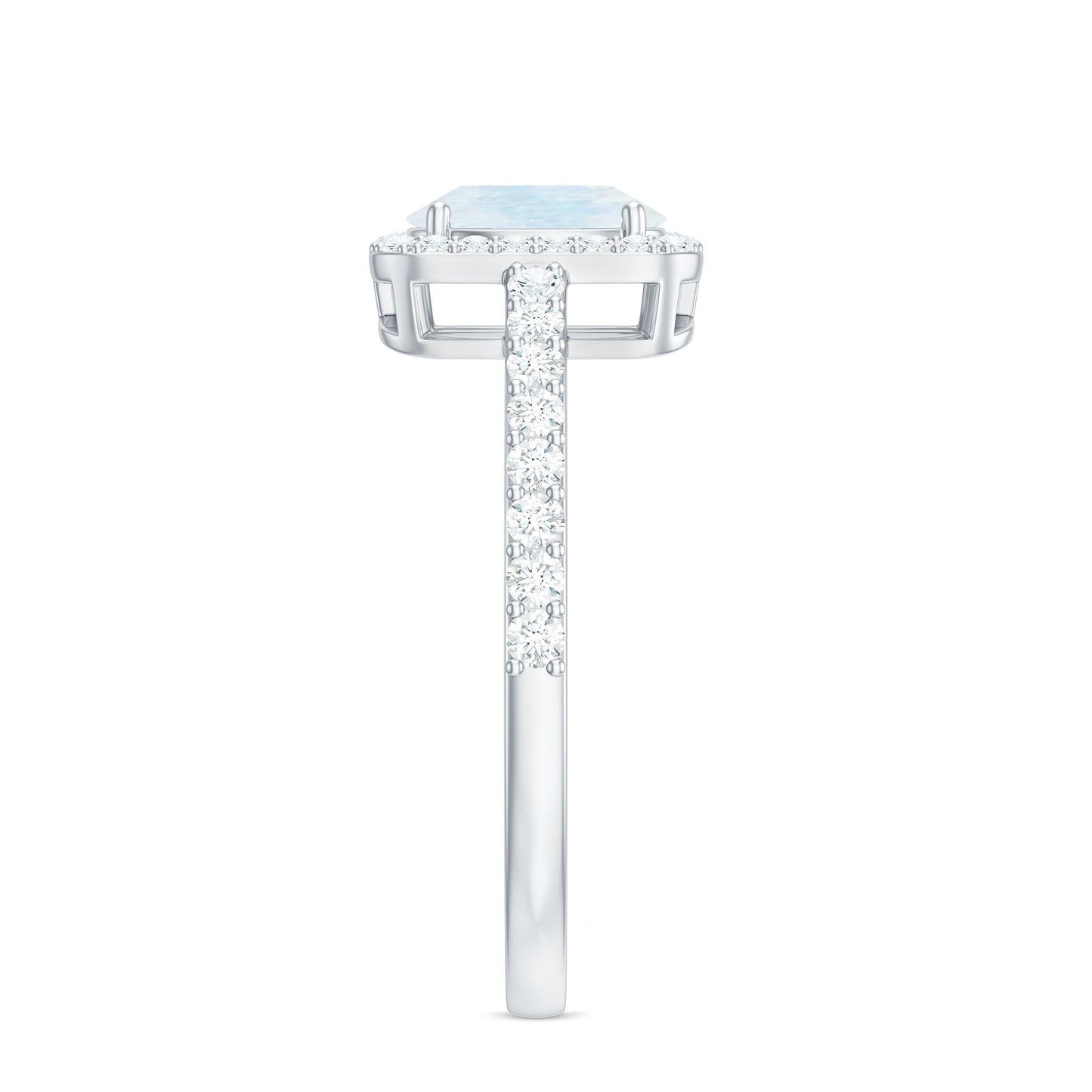 1.50 CT Oval Cut Moonstone Ring with Diamond Halo