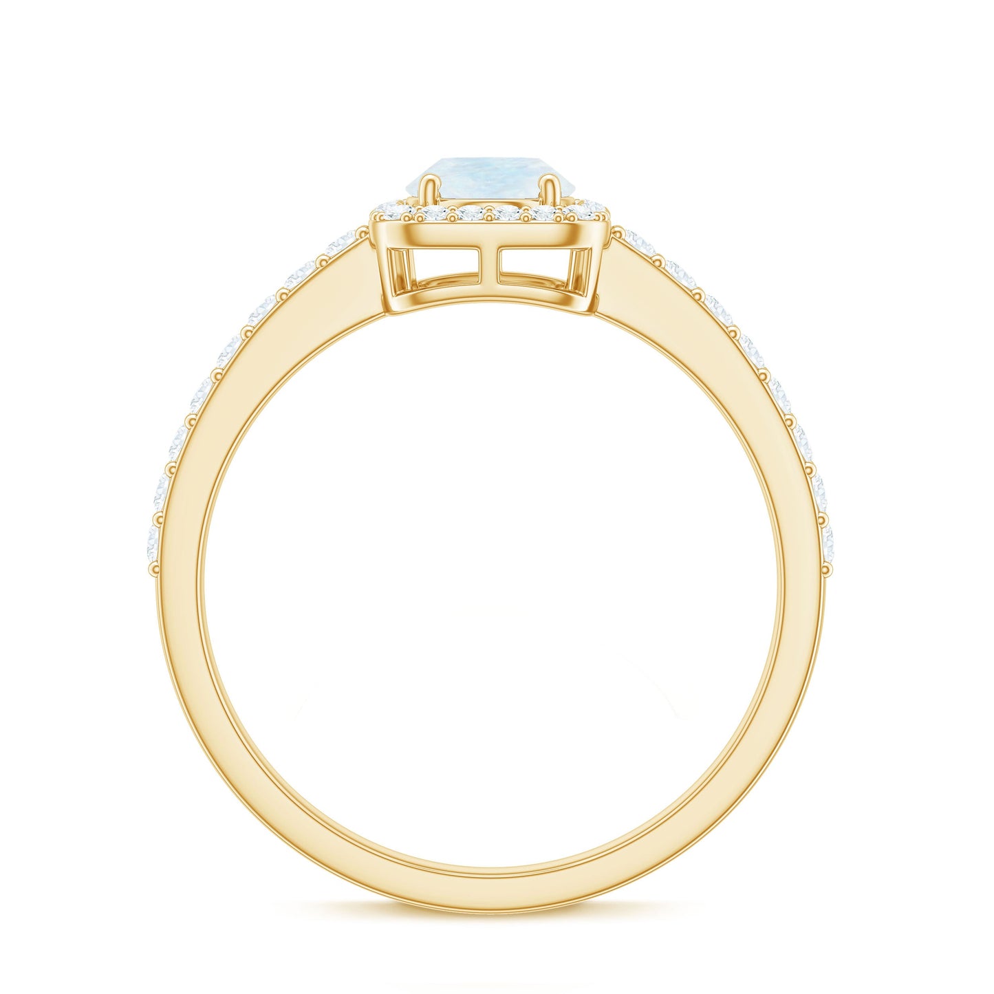 1.50 CT Oval Cut Moonstone Ring with Diamond Halo