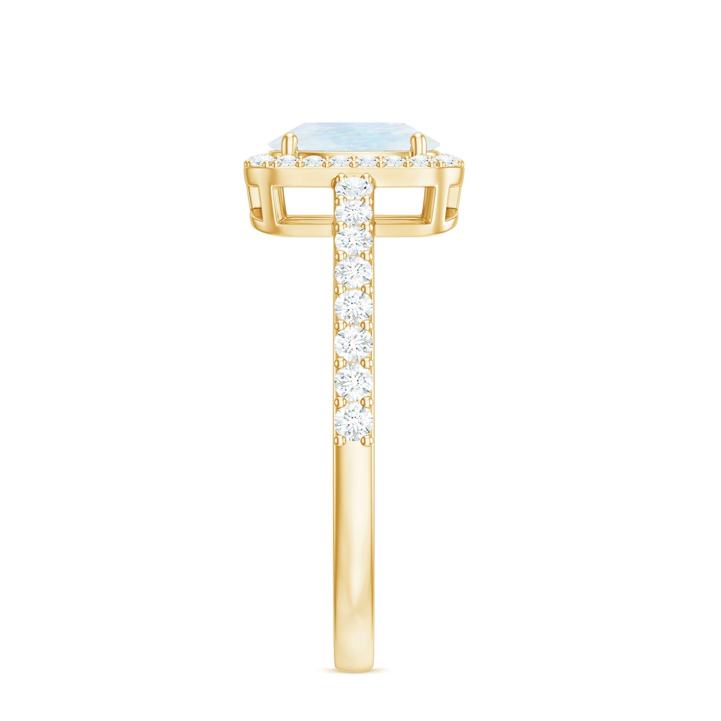 1.50 CT Oval Cut Moonstone Ring with Diamond Halo
