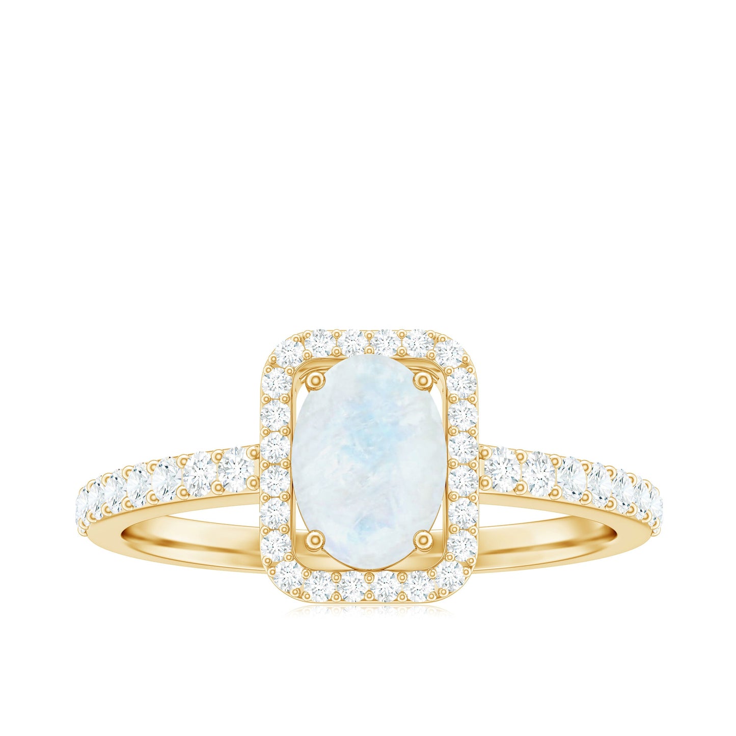 1.50 CT Oval Cut Moonstone Ring with Diamond Halo