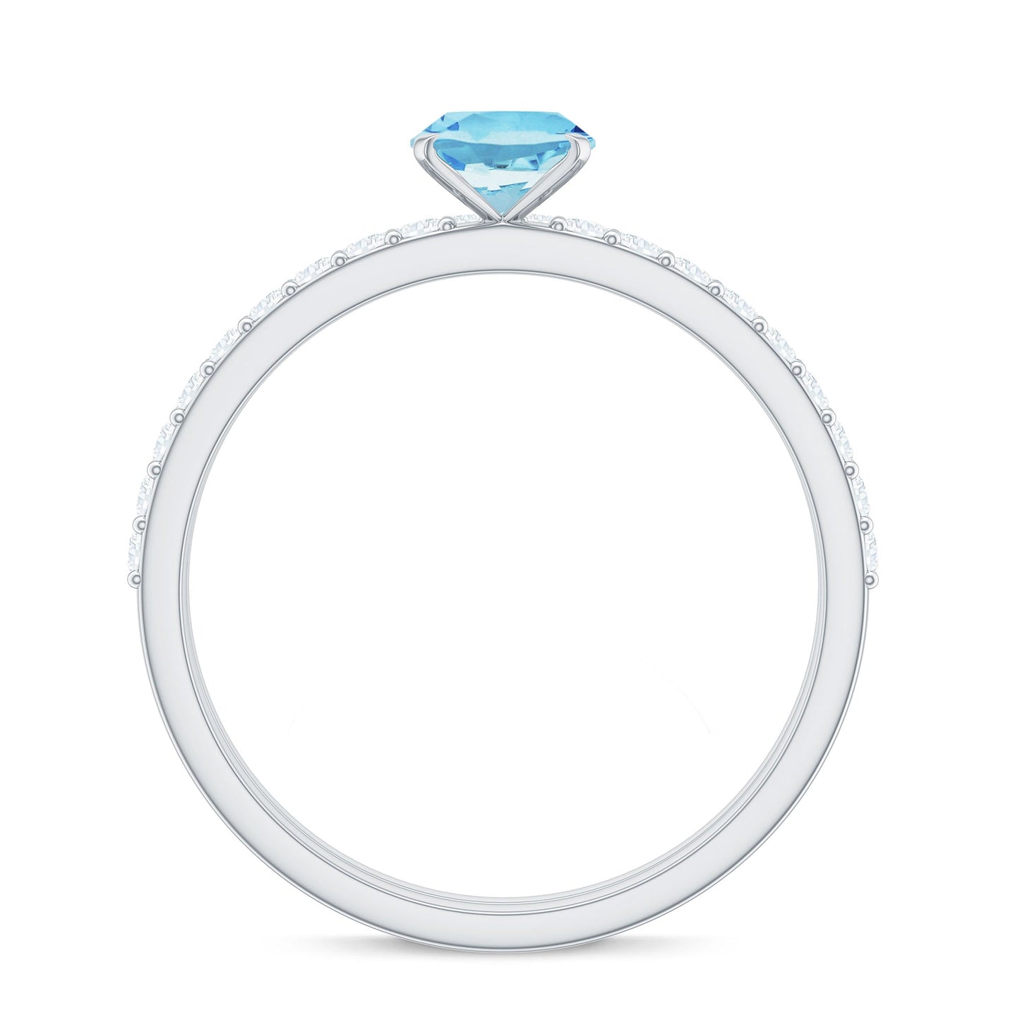 Natural Aquamarine Diamond Oval Engagement Ring with Wedding Band