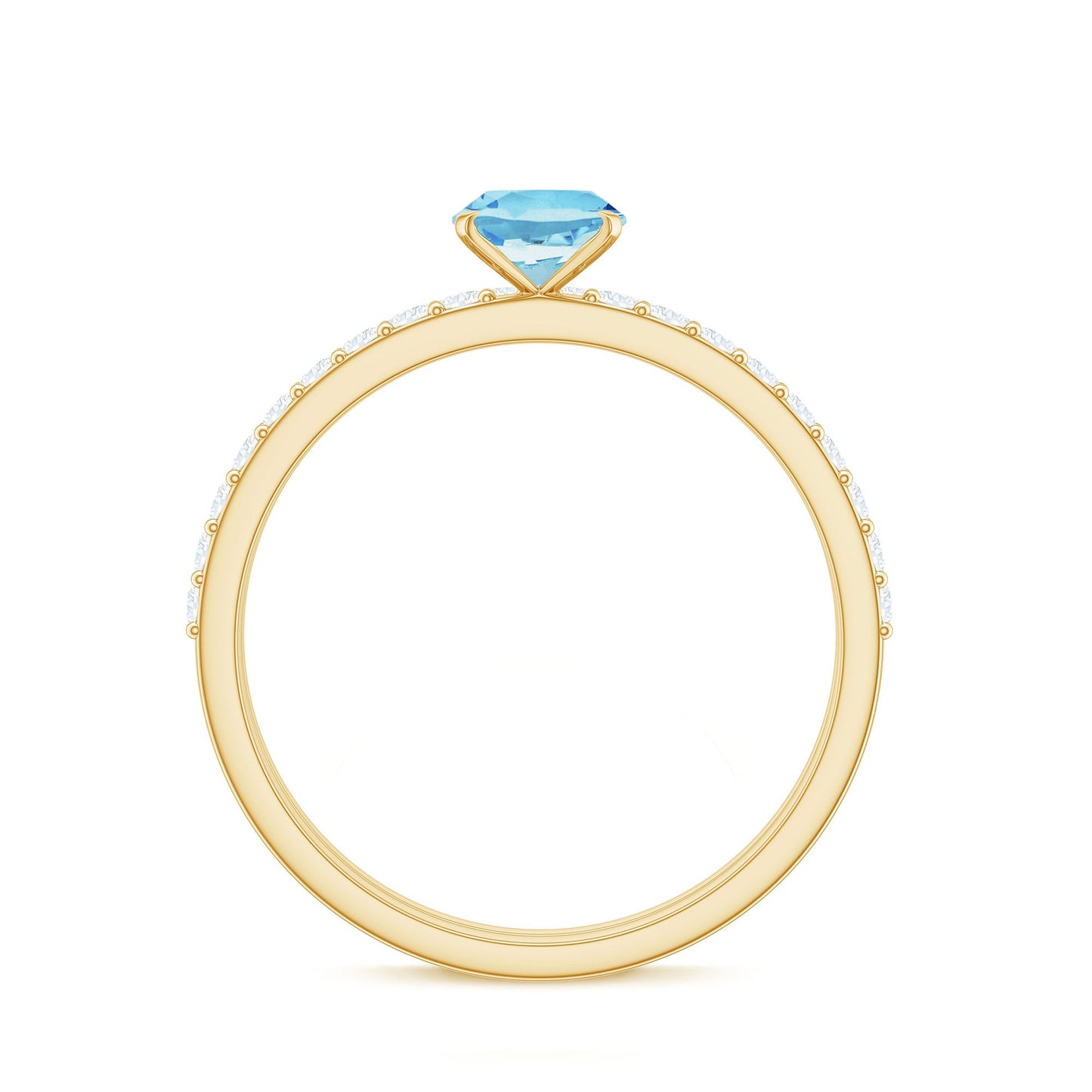 Natural Aquamarine Diamond Oval Engagement Ring with Wedding Band
