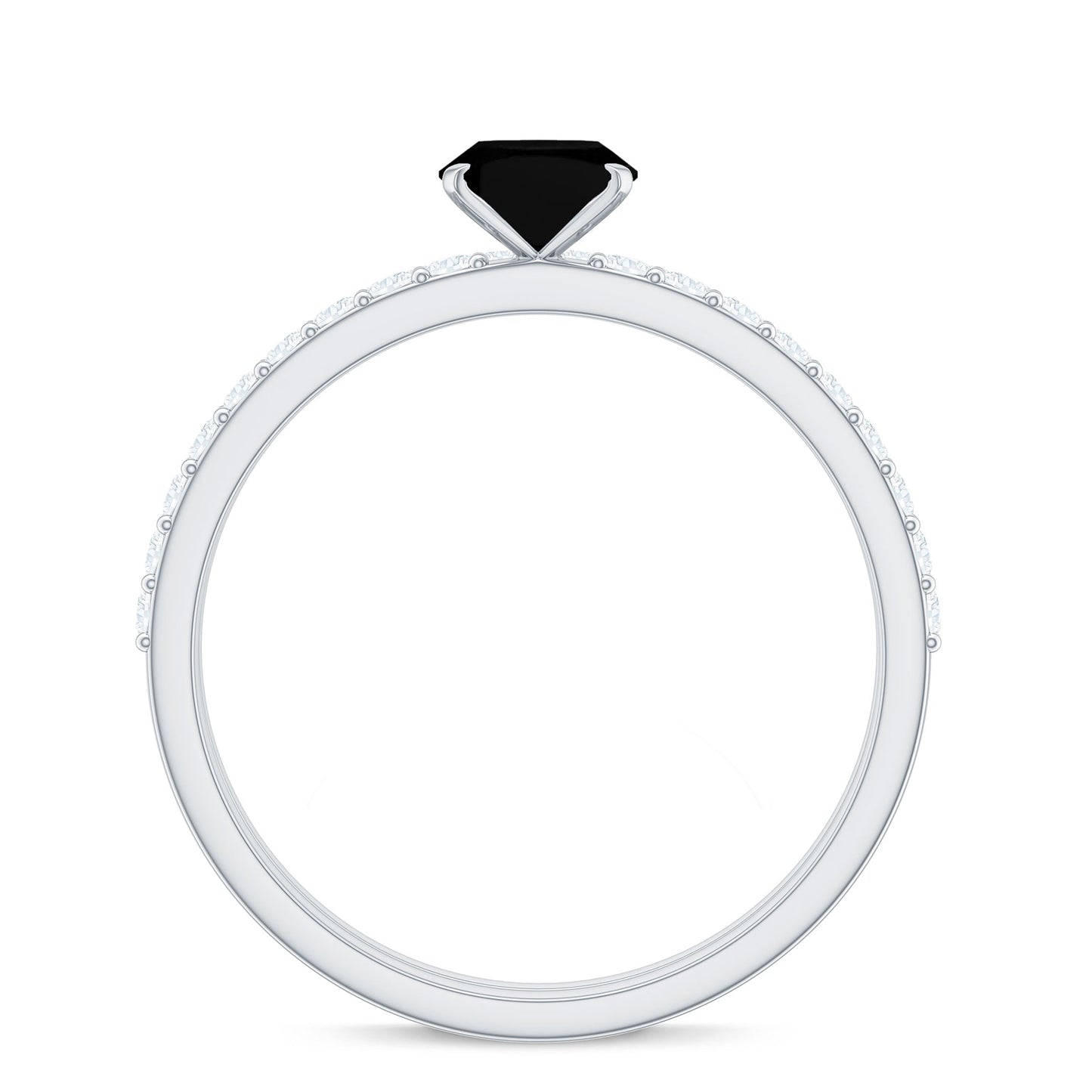 6X8mm Oval Cut Black Onyx Solitaire Rings Set with Diamond Wedding Band
