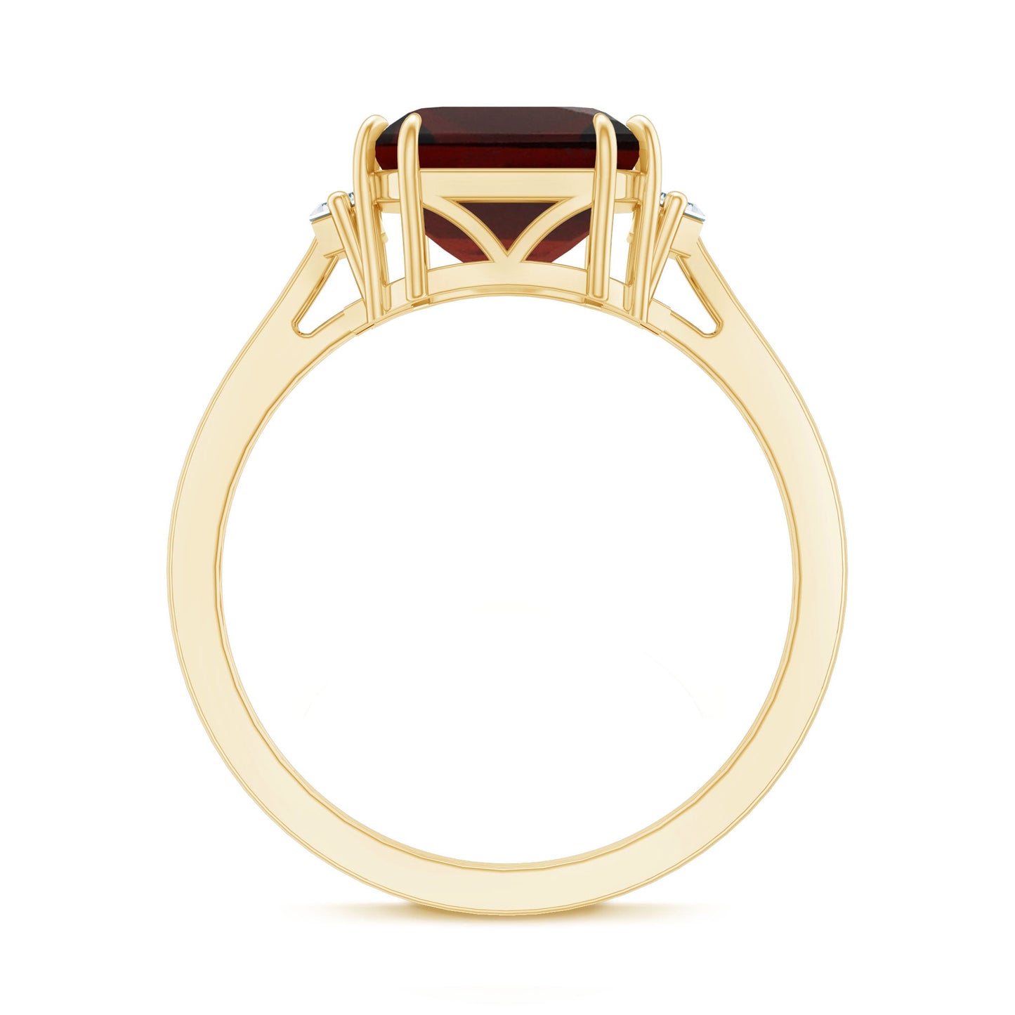 Natural 8mm Asscher Cut Garnet Engagement Ring with Diamond