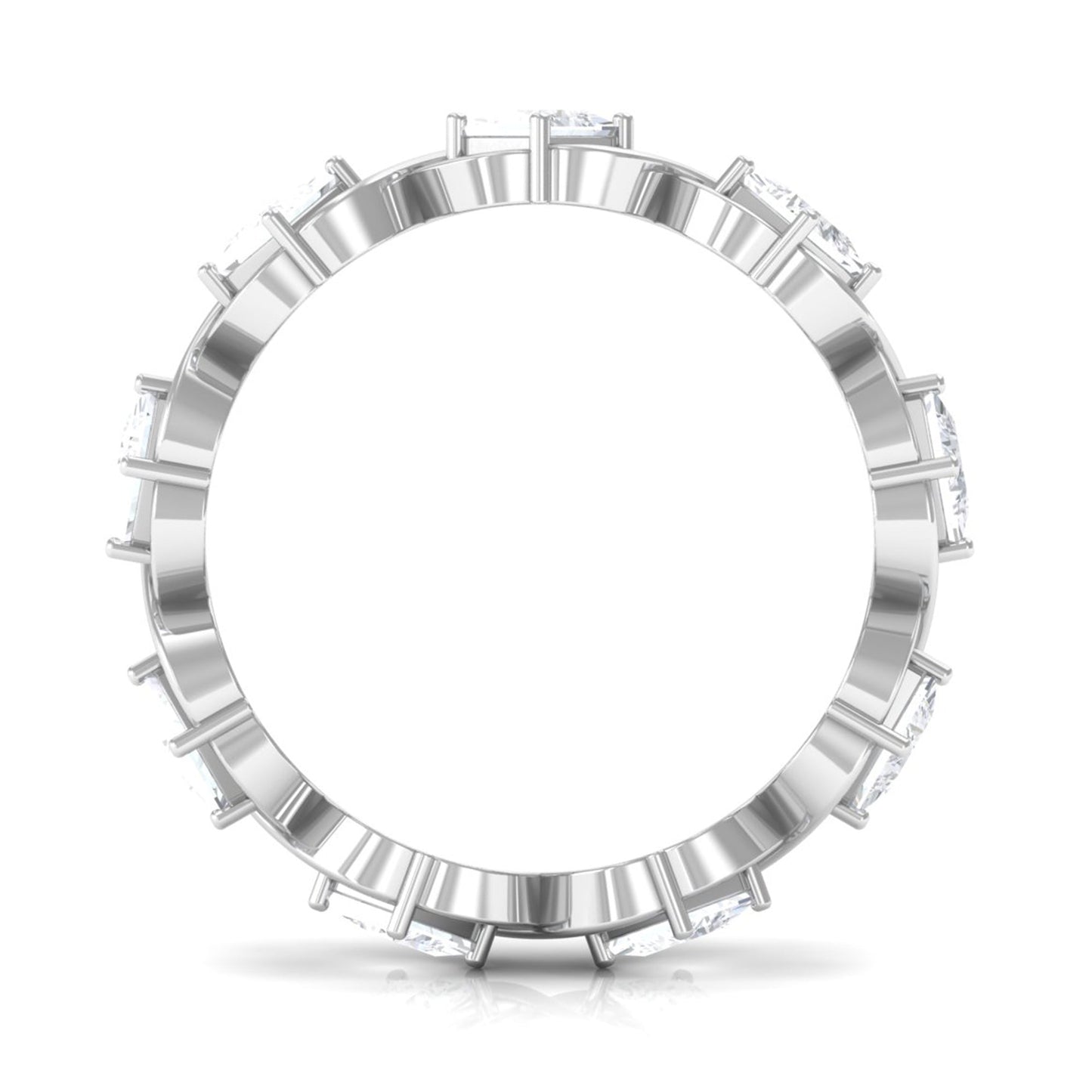Princess Cut Cubic Zirconia Crossover Eternity Band Ring