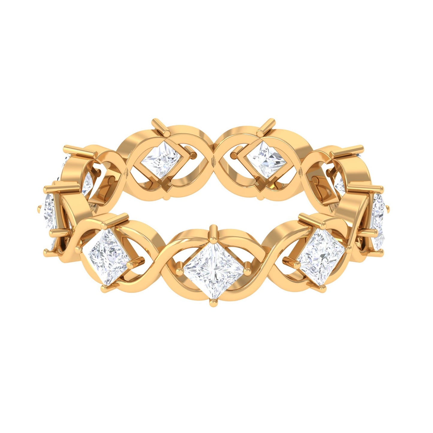 Princess Cut Cubic Zirconia Crossover Eternity Band Ring