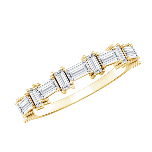 Baguette Cut Cubic Zirconia Designer Half Eternity Ring