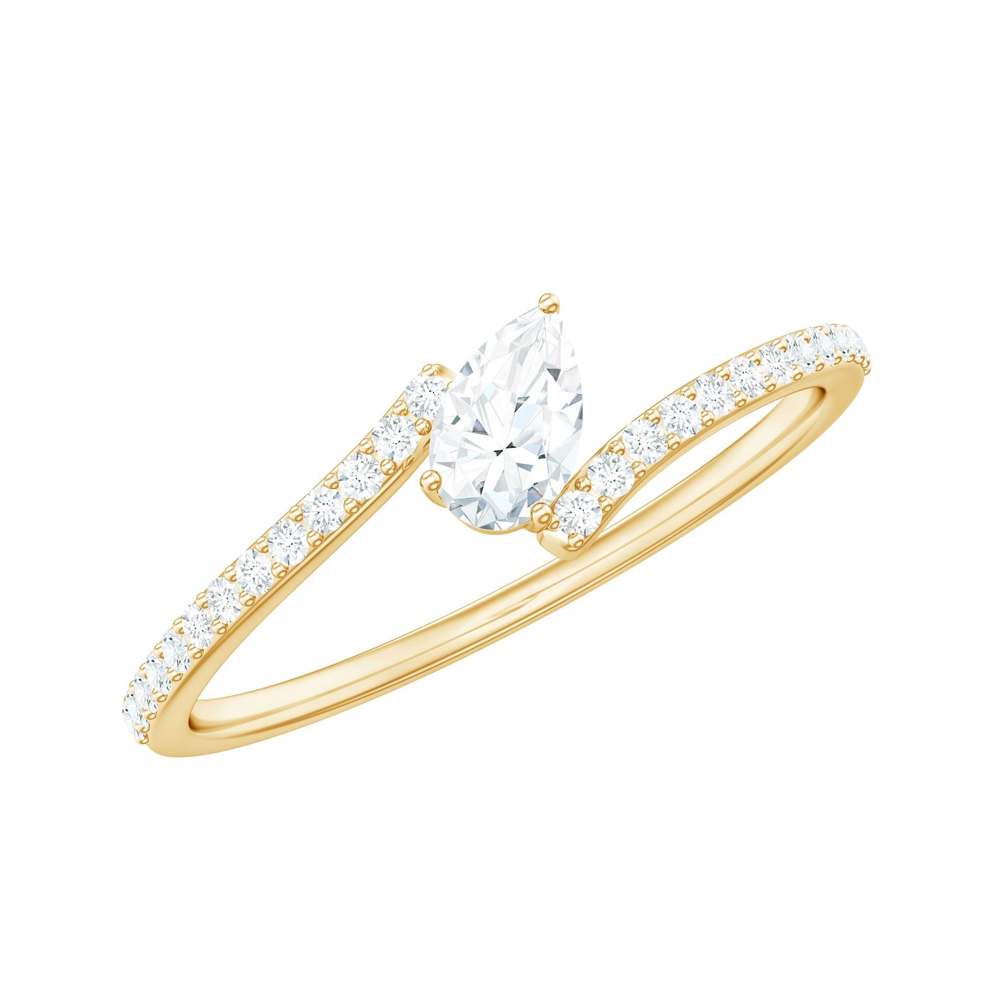 Tilted Pear Shape Simulated Diamond Bypass Promise Ring
