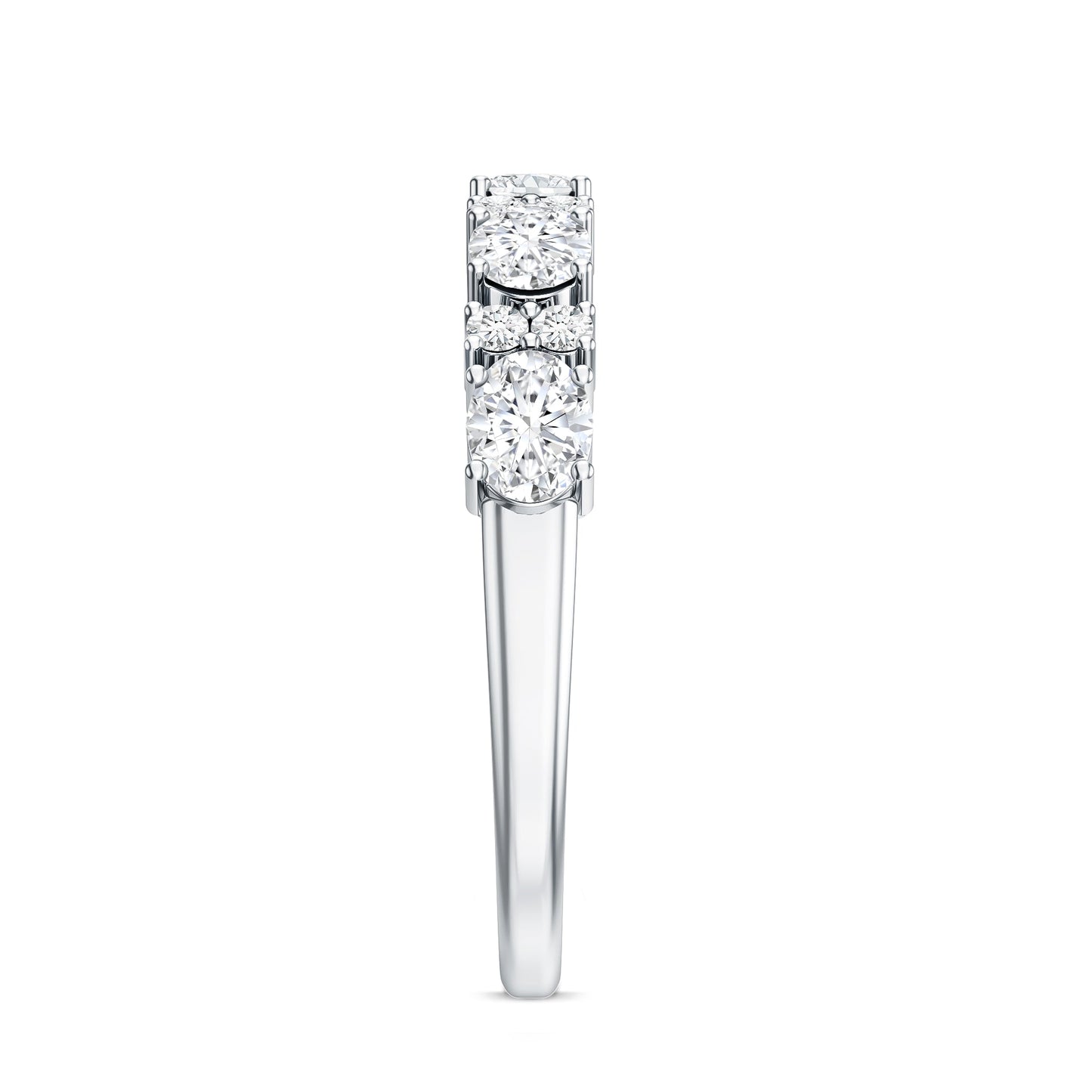 Oval and Round Cubic Zirconia Half Eternity Wedding Band