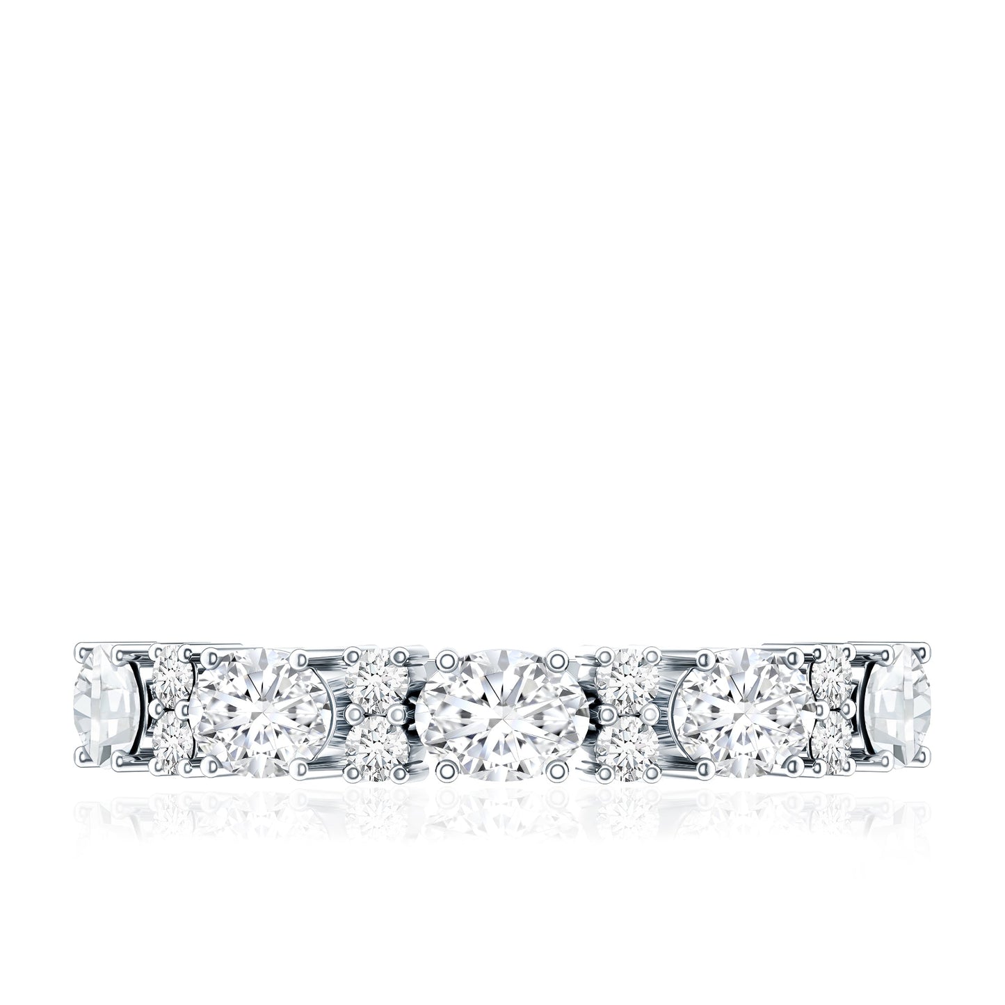 Oval and Round Cubic Zirconia Half Eternity Wedding Band