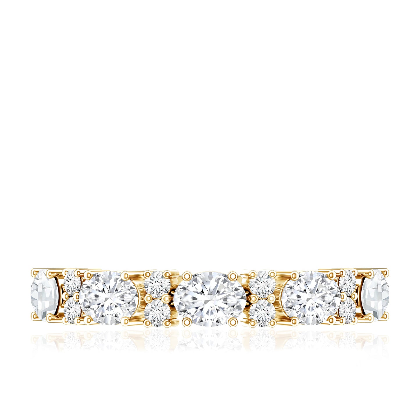 Oval and Round Cubic Zirconia Half Eternity Wedding Band
