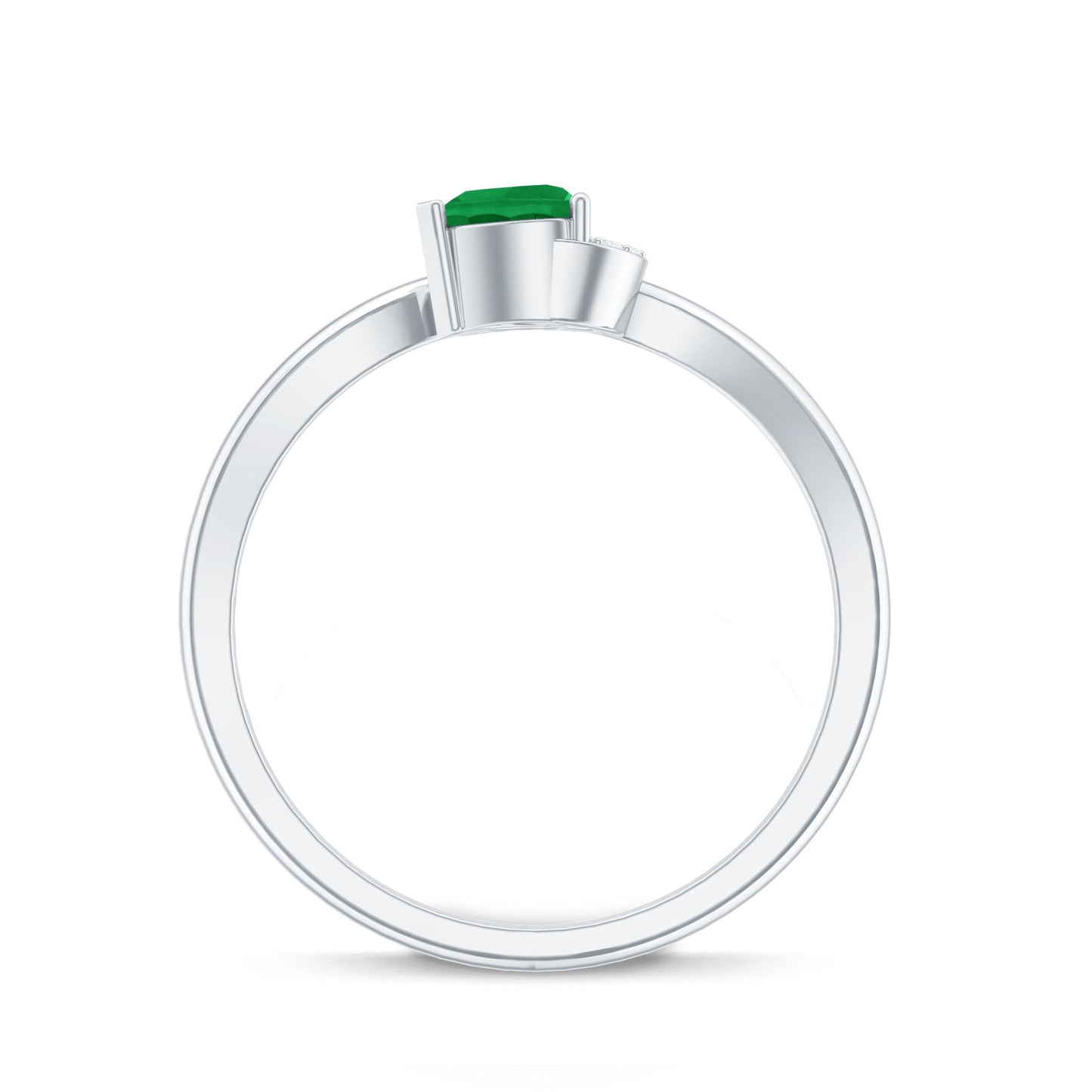 Certified Natural Emerald Heart Promise Ring with Diamond
