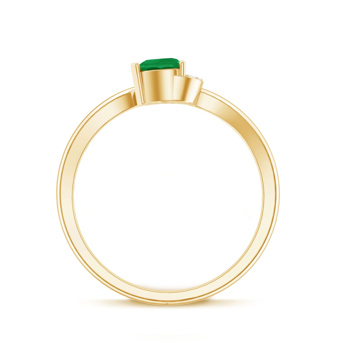 Certified Natural Emerald Heart Promise Ring with Diamond
