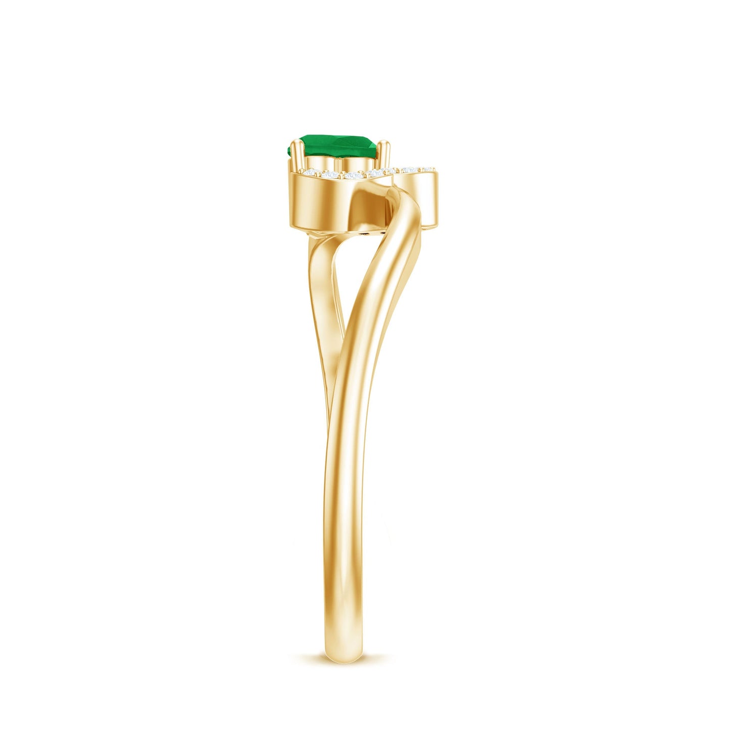 Certified Natural Emerald Heart Promise Ring with Diamond