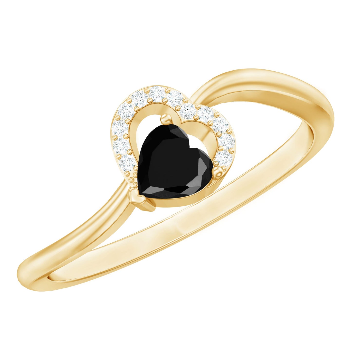 Genuine Black Onyx and Diamond Heart Promise Ring