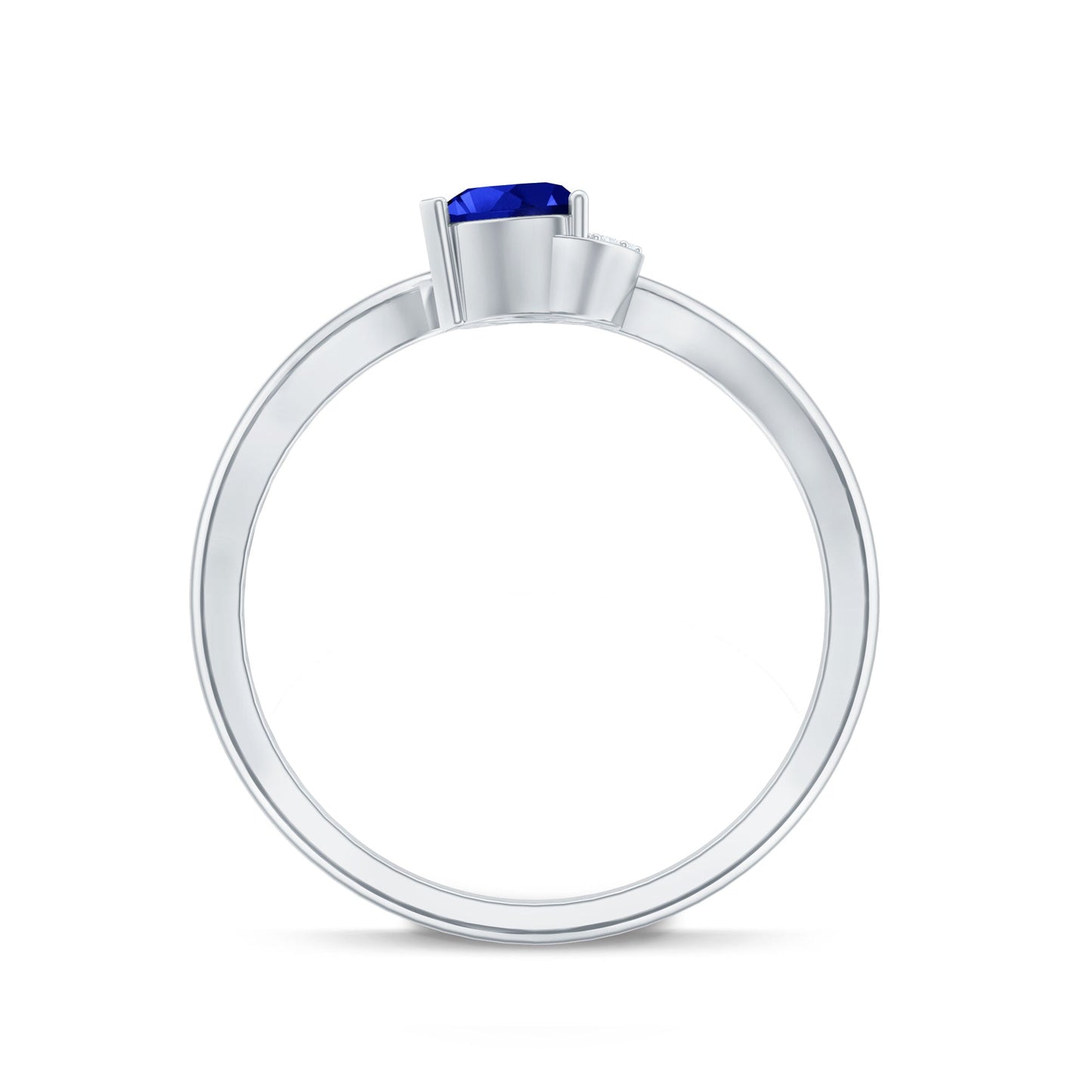 Certified Lab Grown Blue Sapphire Heart Promise Ring with Diamond