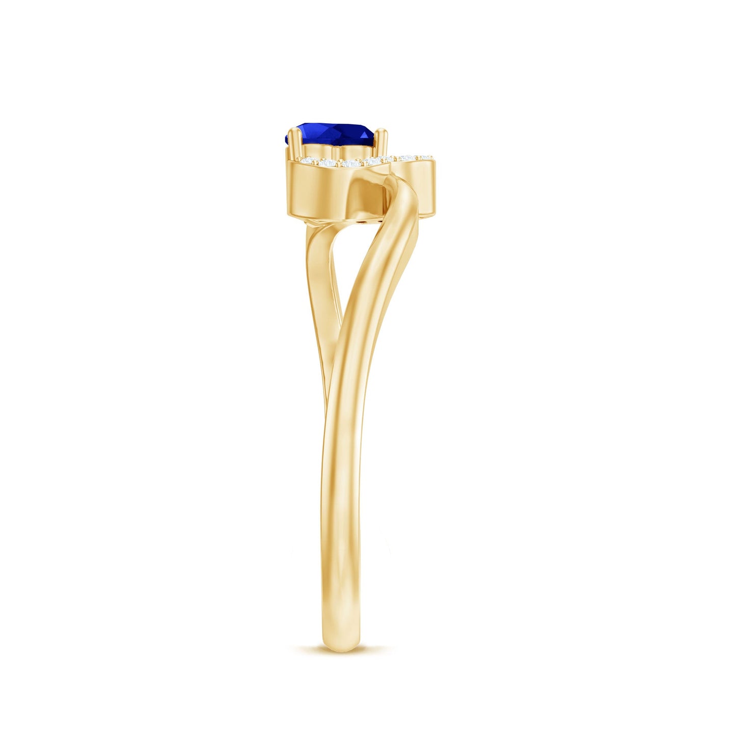 Certified Lab Grown Blue Sapphire Heart Promise Ring with Diamond