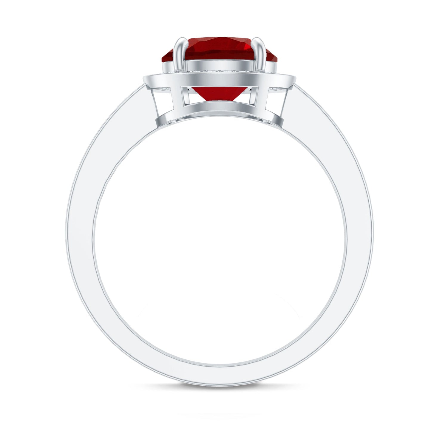 8MM Lab Grown Ruby Round Halo Engagement Ring