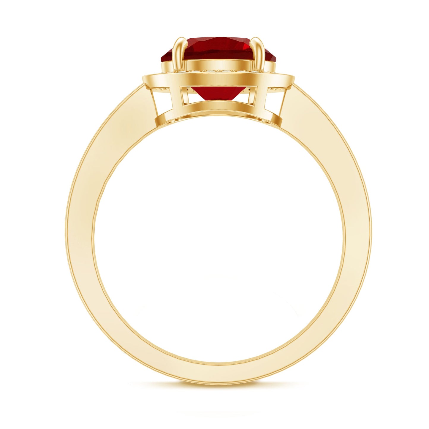 8MM Lab Grown Ruby Round Halo Engagement Ring