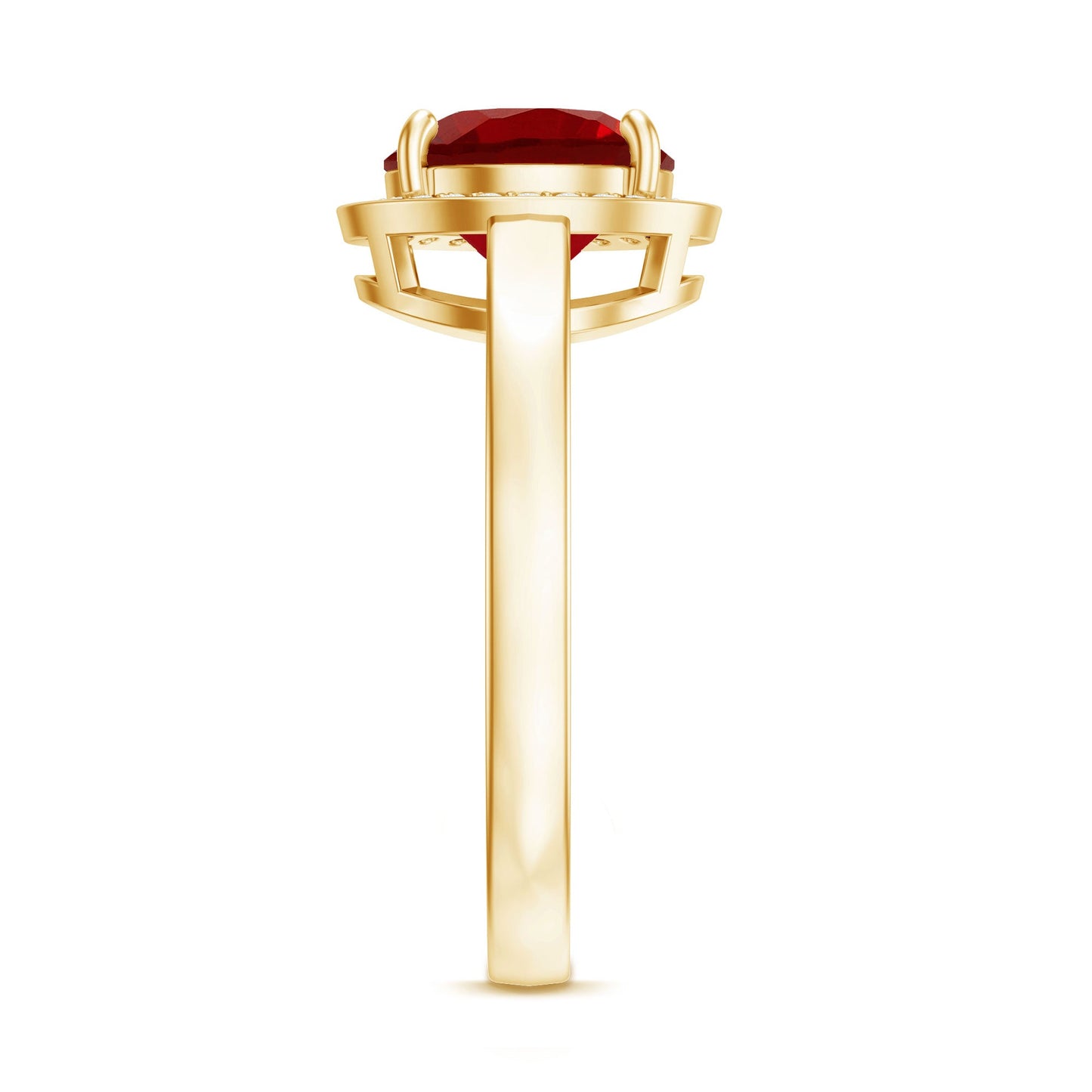 8MM Lab Grown Ruby Round Halo Engagement Ring