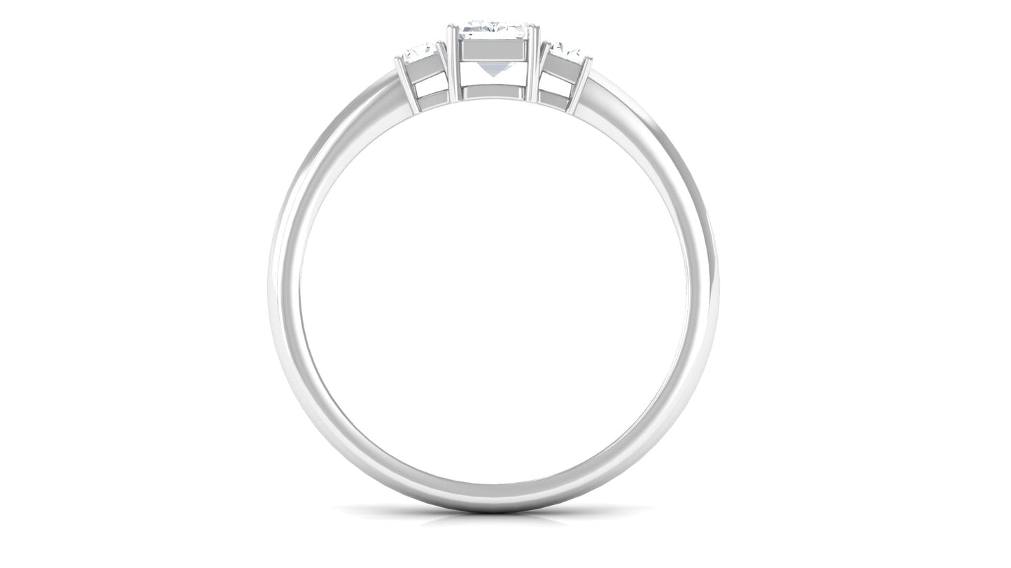 Emerald Cut Cubic Zirconia 3 Stone Engagement Ring