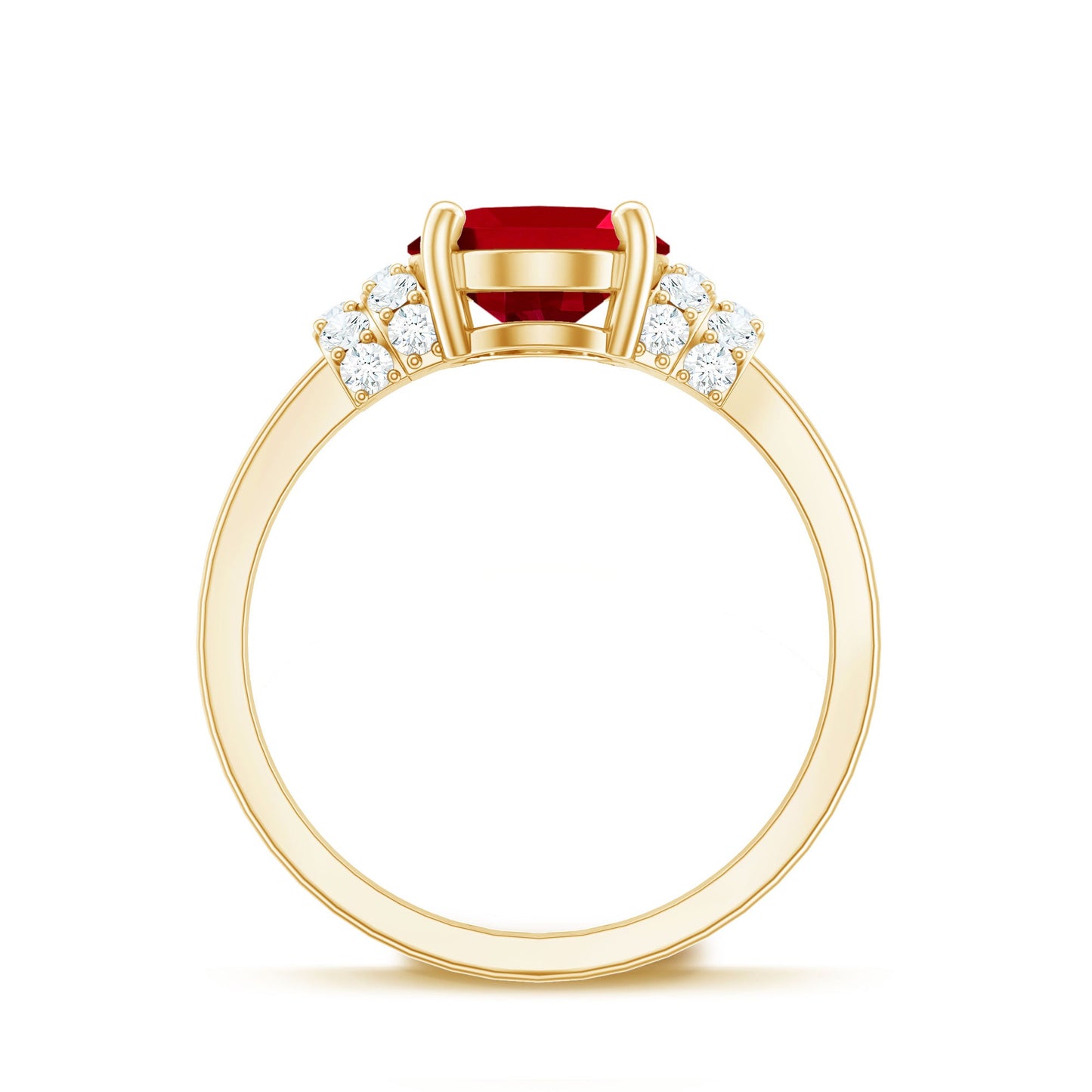 8X10MM Lab Created Ruby Oval Engagement Ring with Diamonds